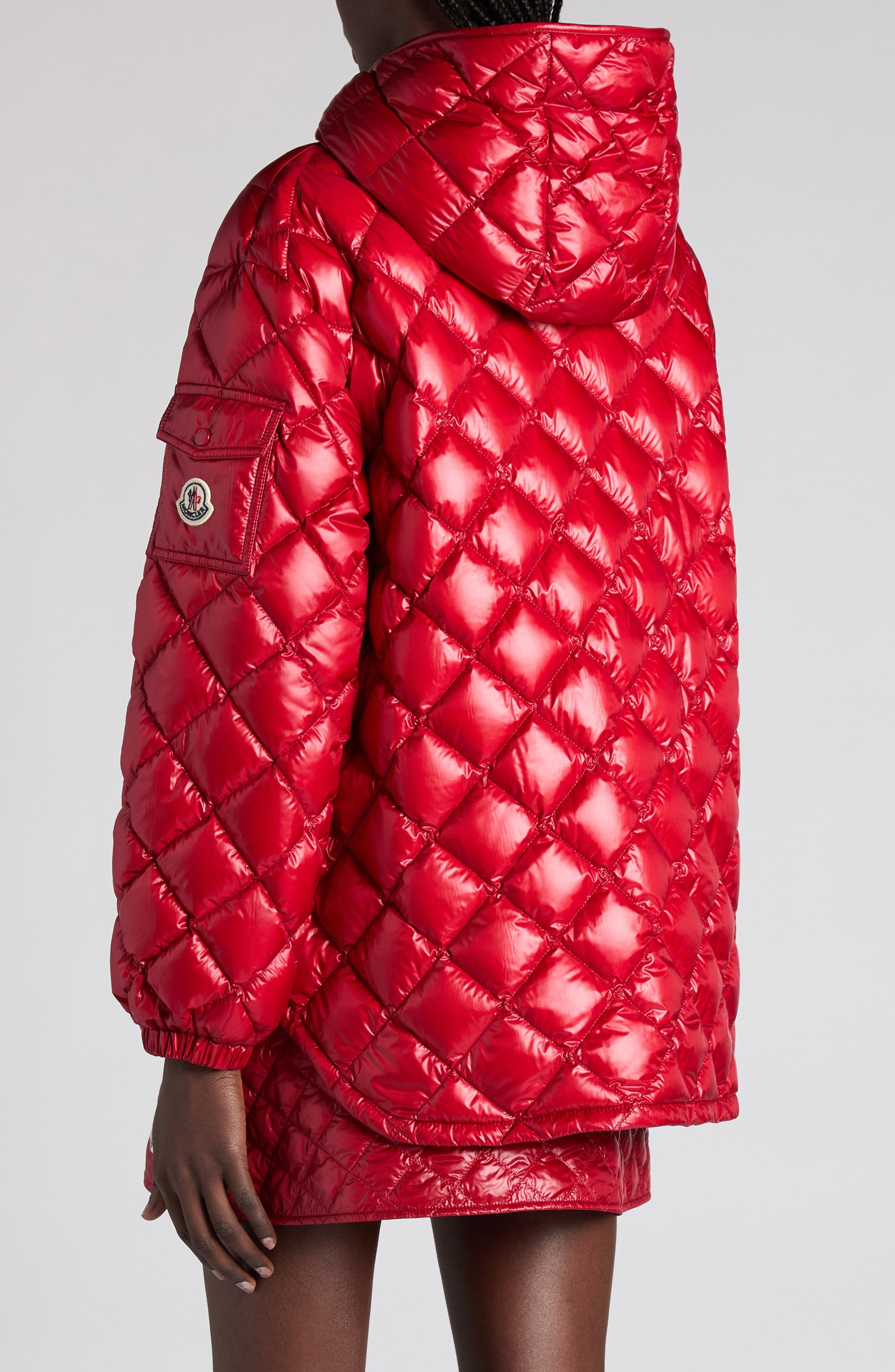 Moncler Diamond Quilted Down Hooded Jacket in Red Auburn at Nordstrom - 3
