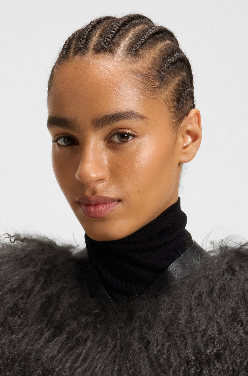 MONGOLIAN-SHEARLING GILET WITH DETACHABLE LEATHER BELT 5