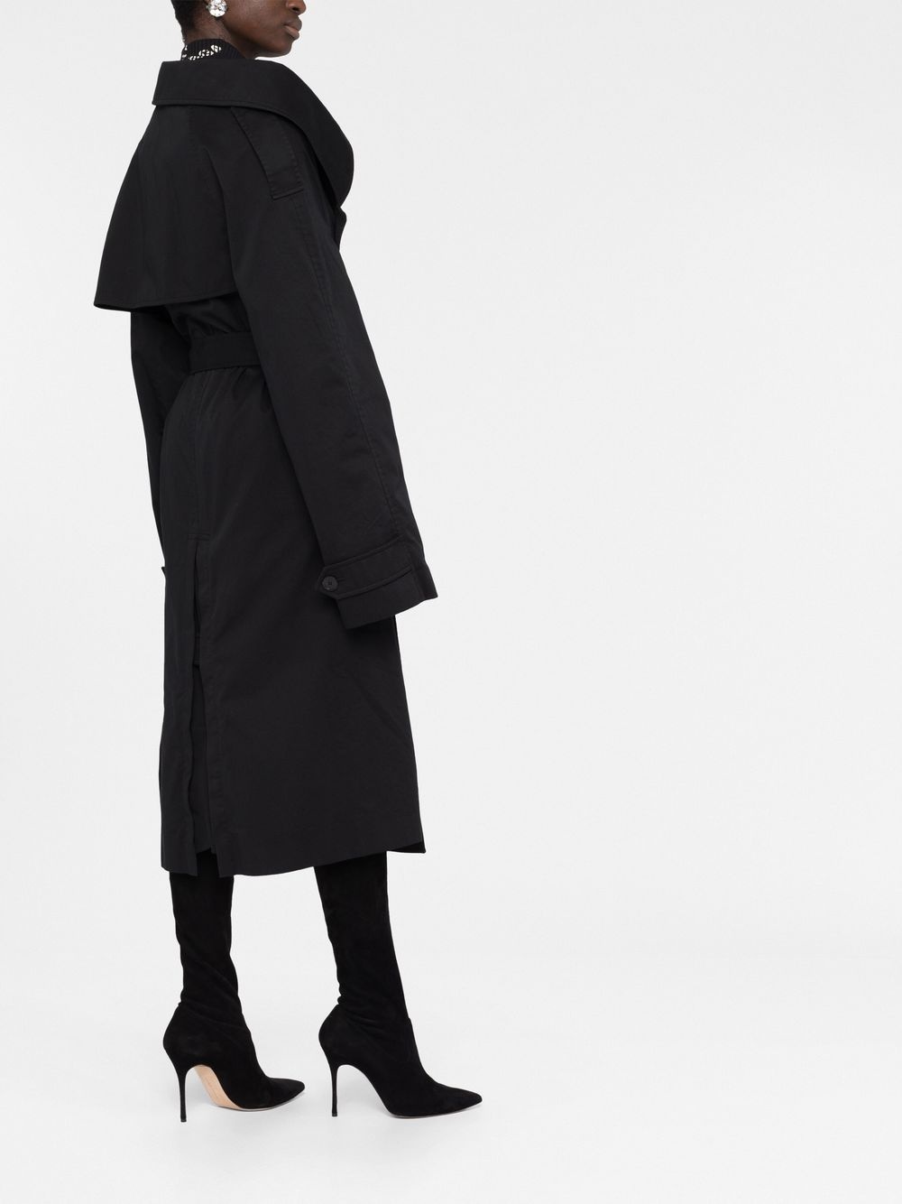 off-shoulder trench coat - 6