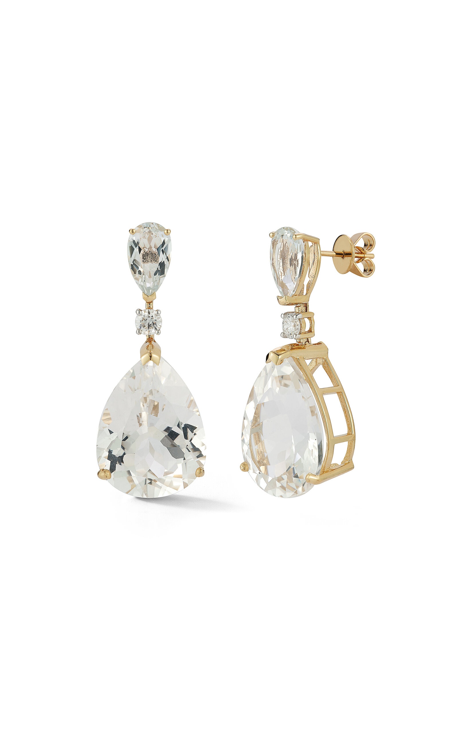 14kt Yellow Gold White Topaz Sophia Earrings white - 4