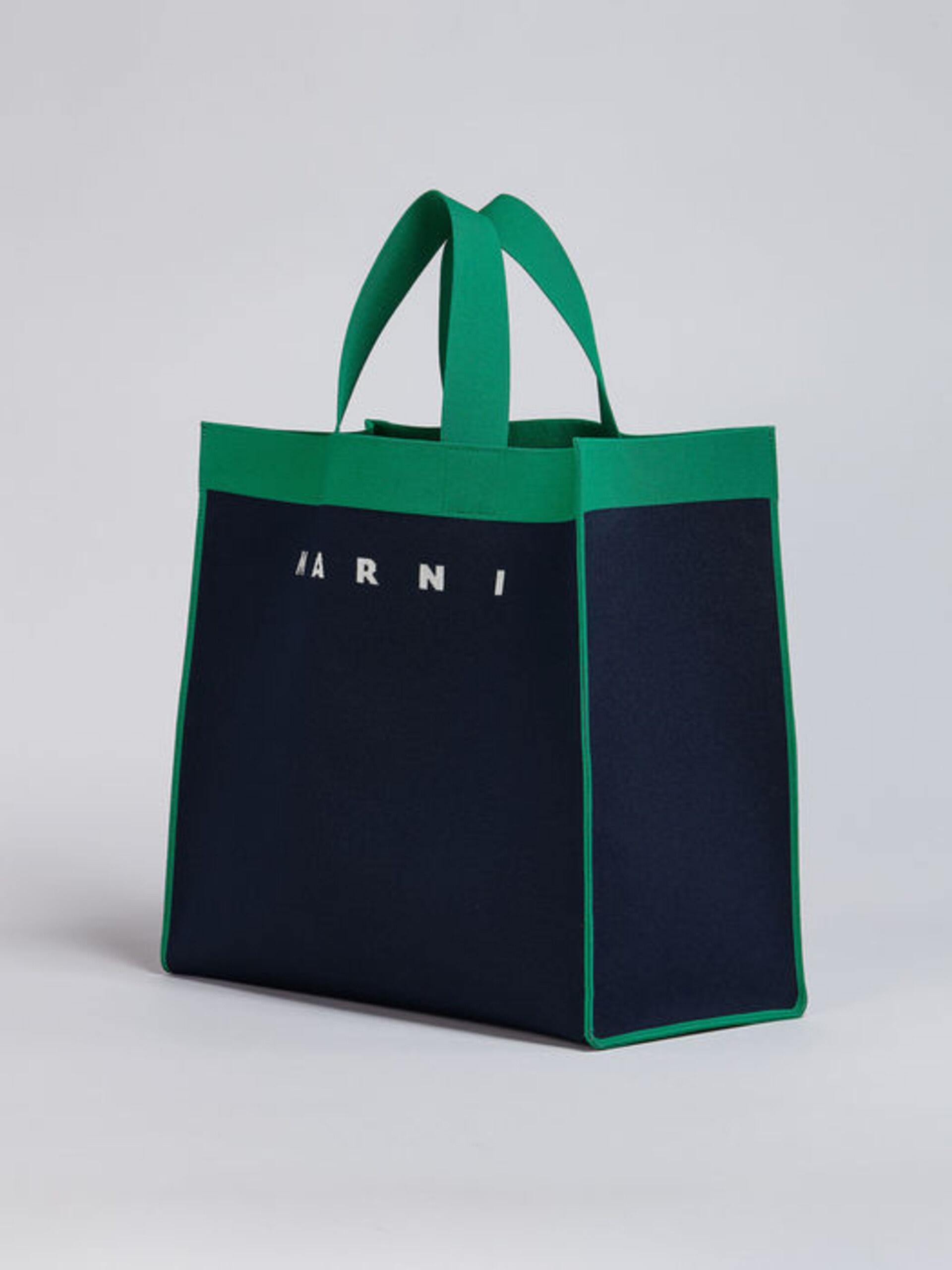 BLUE AND GREEN AND WHITE JACQUARD SHOPPING BAG - 4