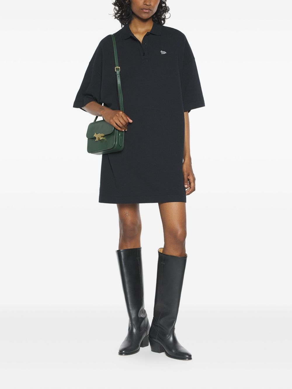 polo-neck cotton mini dress - 2