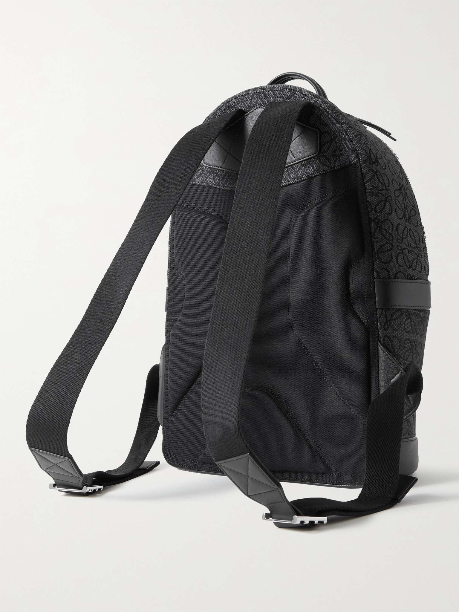 Leather-Trimmed Logo-Jacquard Canvas Backpack - 4