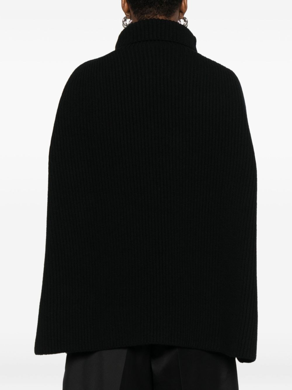 ribbed turtleneck cape - 4