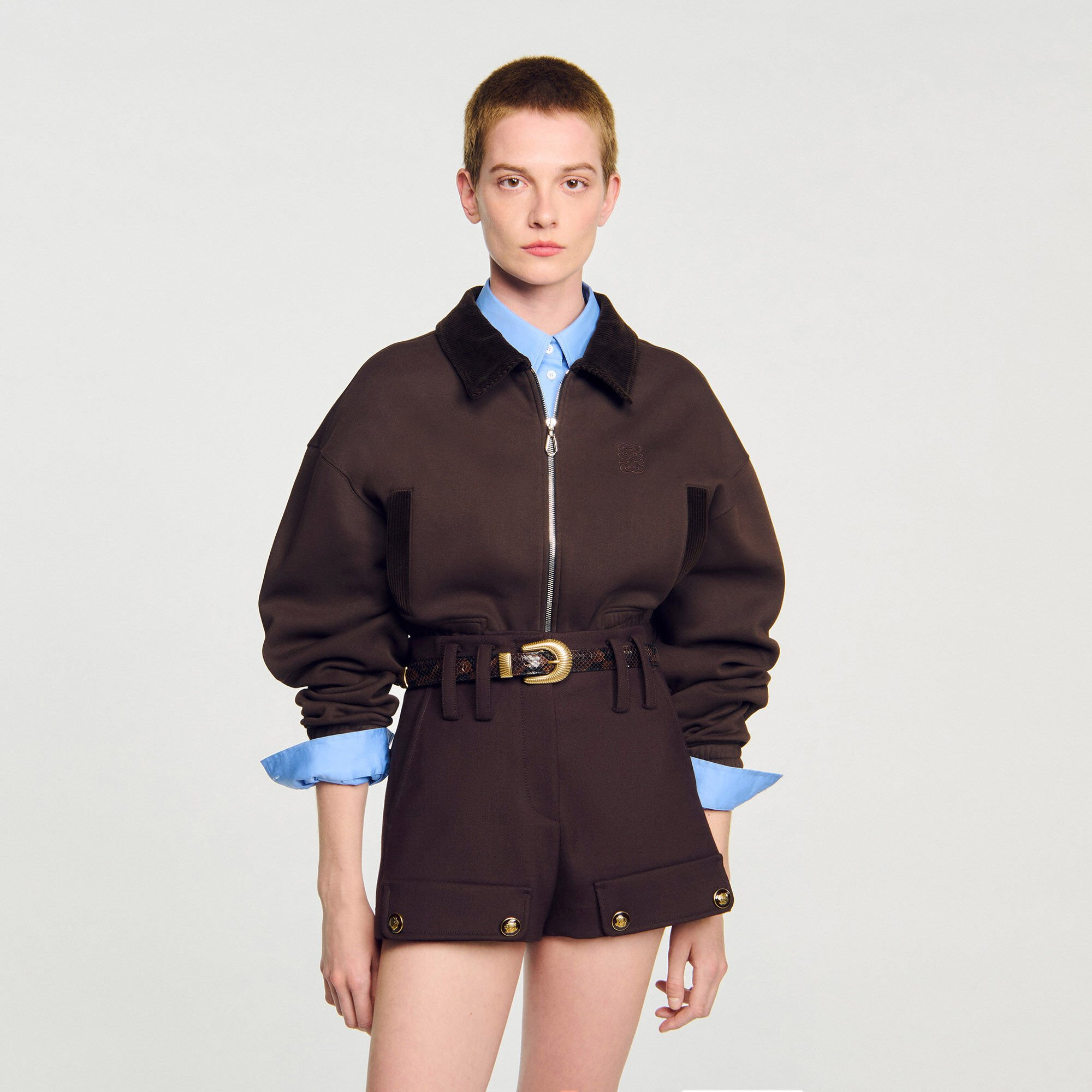 CROPPED DUAL-FABRIC JACKET - 4