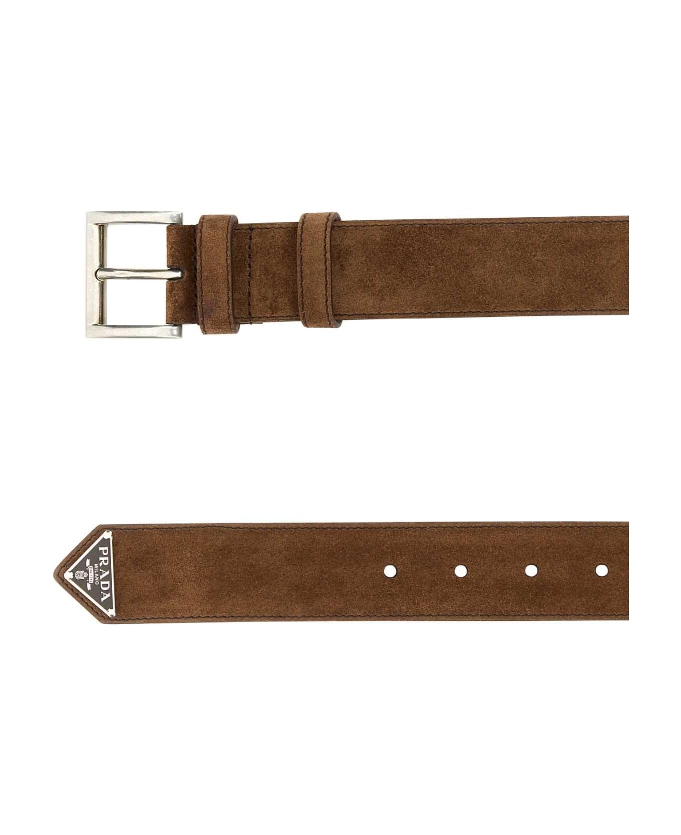 Prada Brown Suede Belt | italist | REVERSIBLE