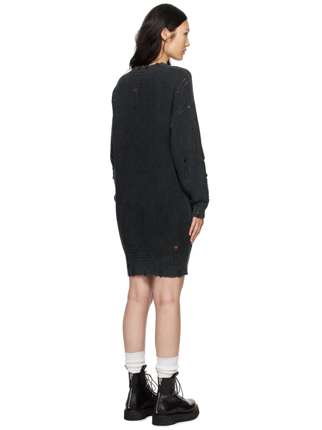 Black Oversized Sweater Midi Dress - 3