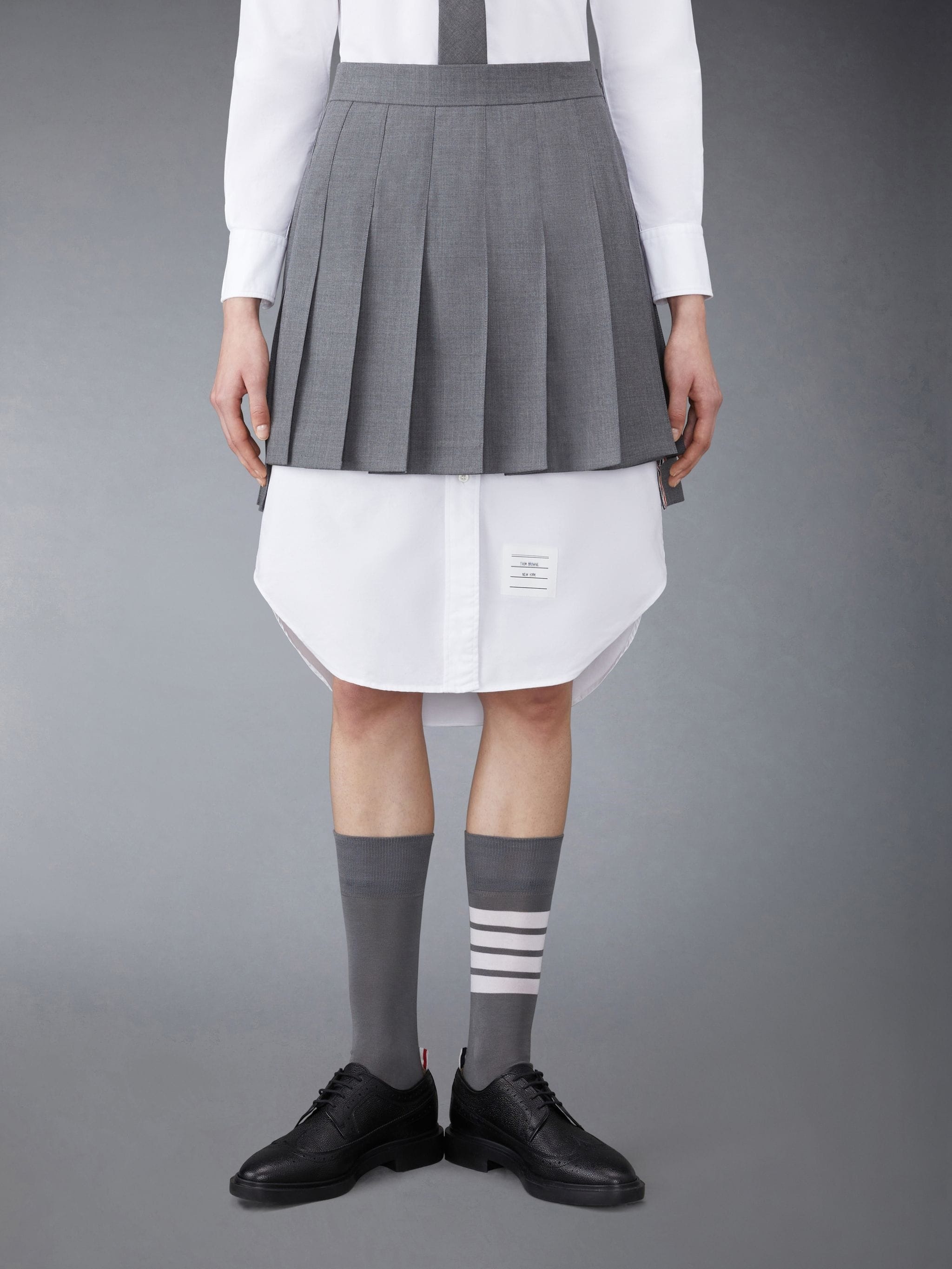 step-hem pleated skirt - 1