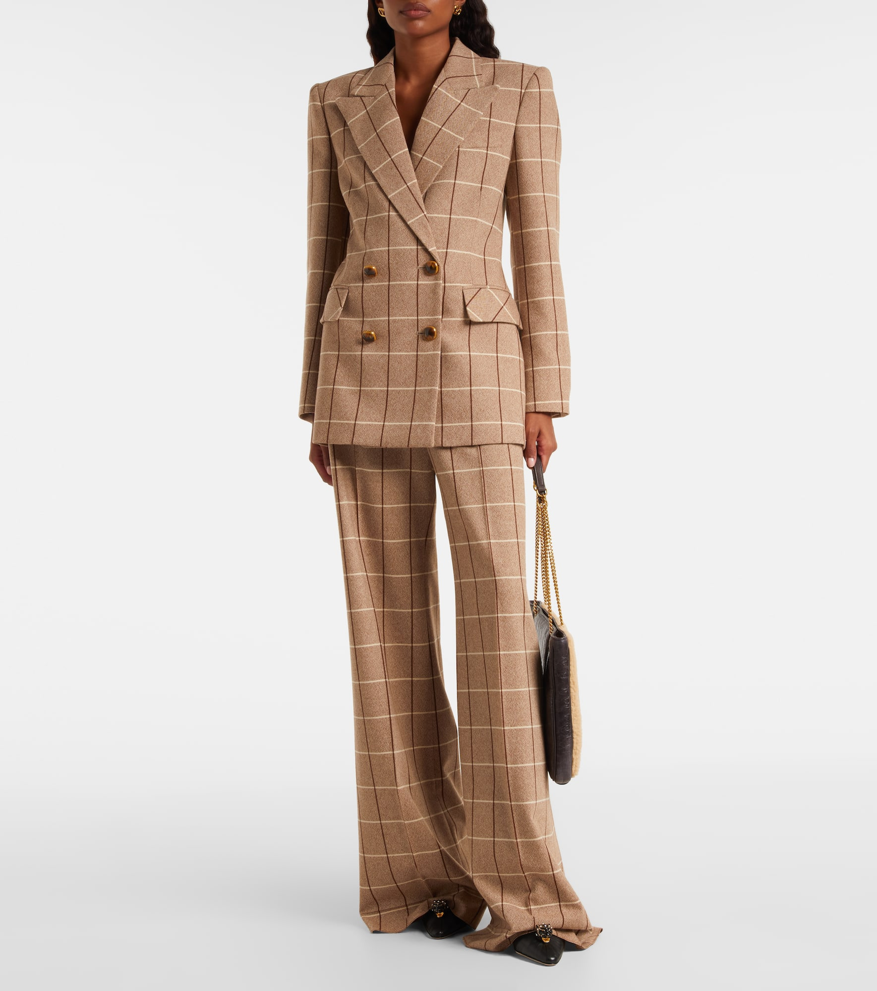 Checked double-breasted virgin wool blazer - 2