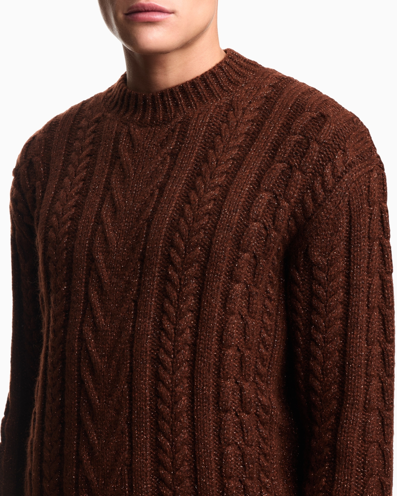 CABLE-KNIT JUMPER IN A WOOL AND LUREX BLEND - 5