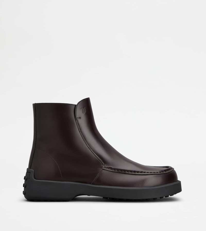 ANKLE BOOTS IN LEATHER - BURGUNDY 1