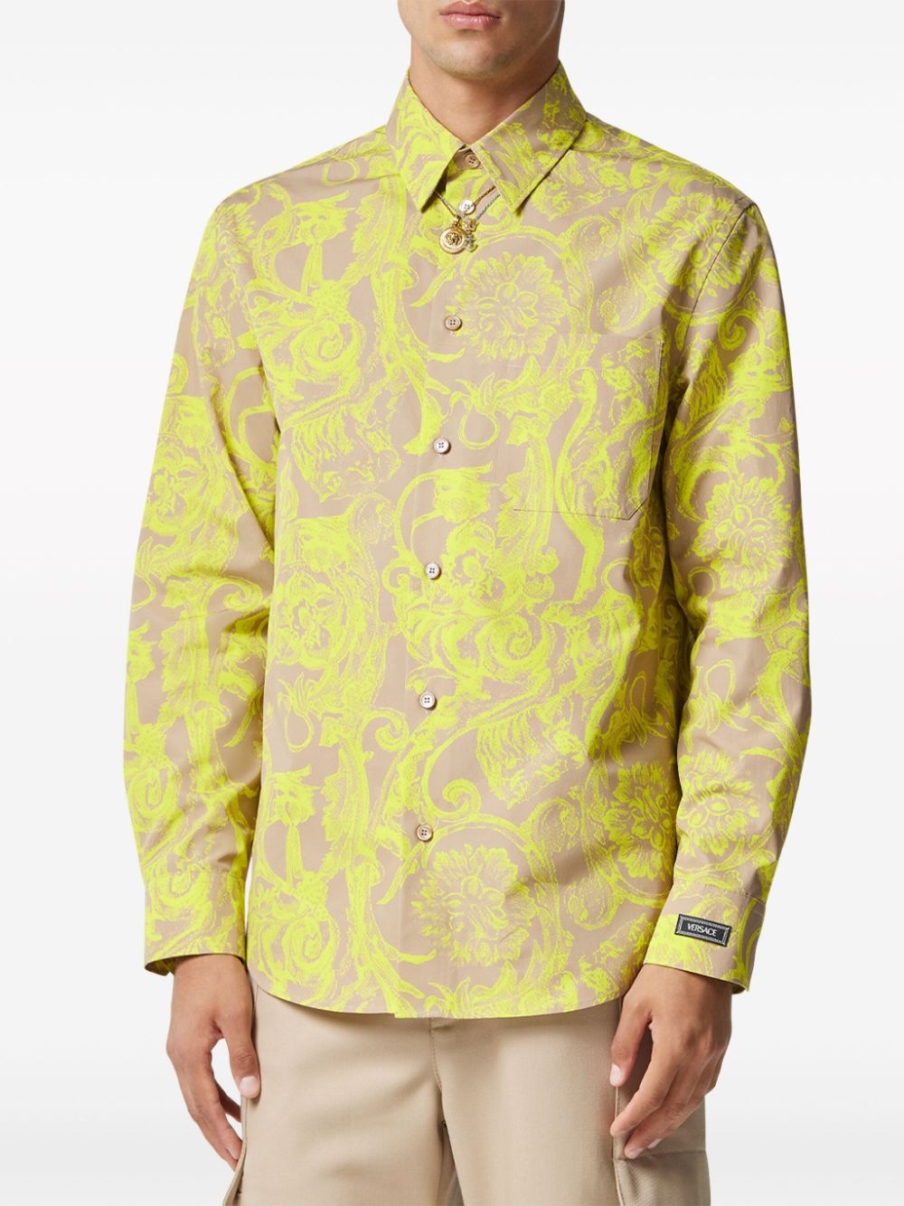 Barocco-print cotton shirt - 2