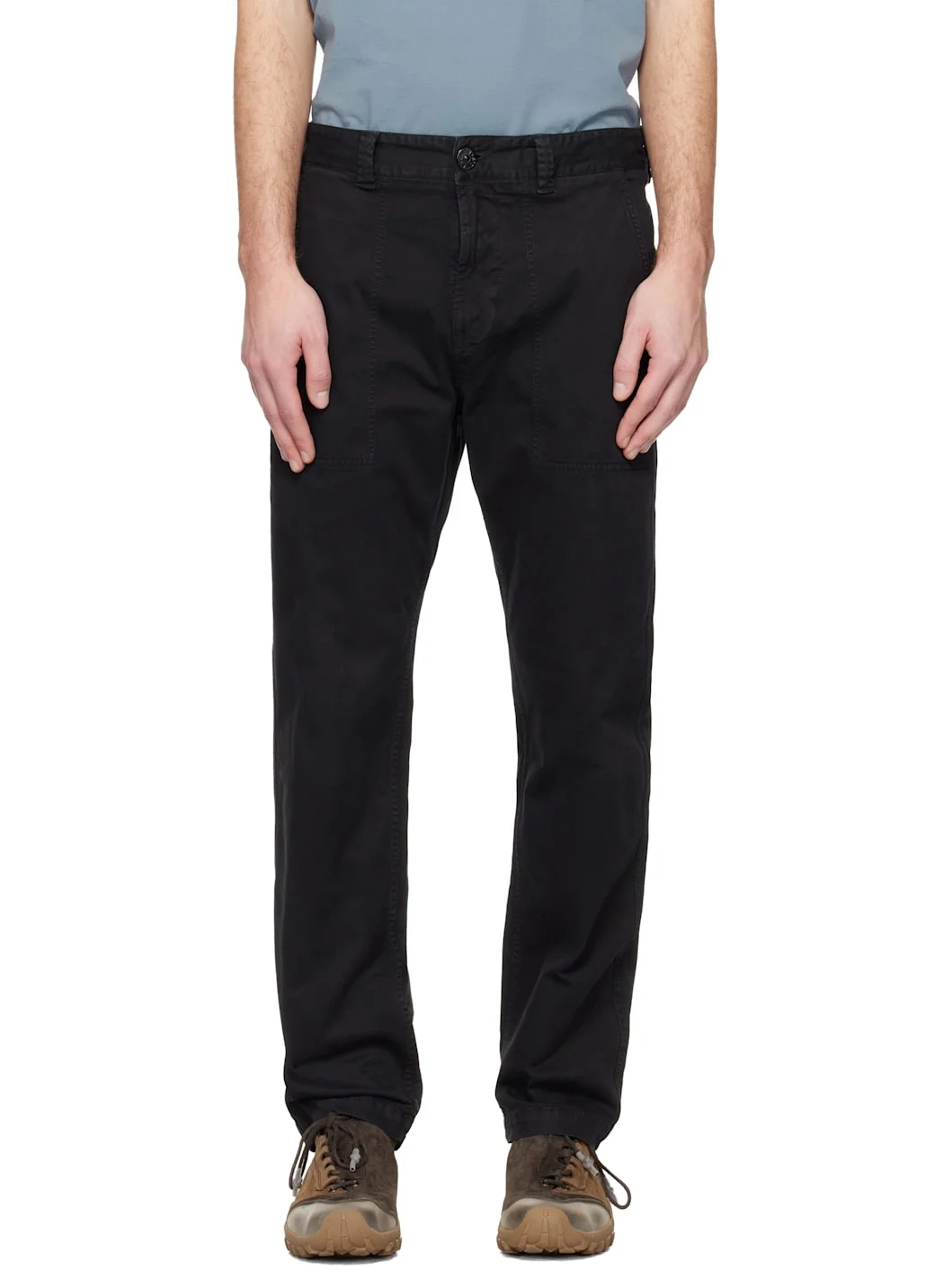 Black 3100003 Organic Cotton Stretch Broken Twill Trousers - 1