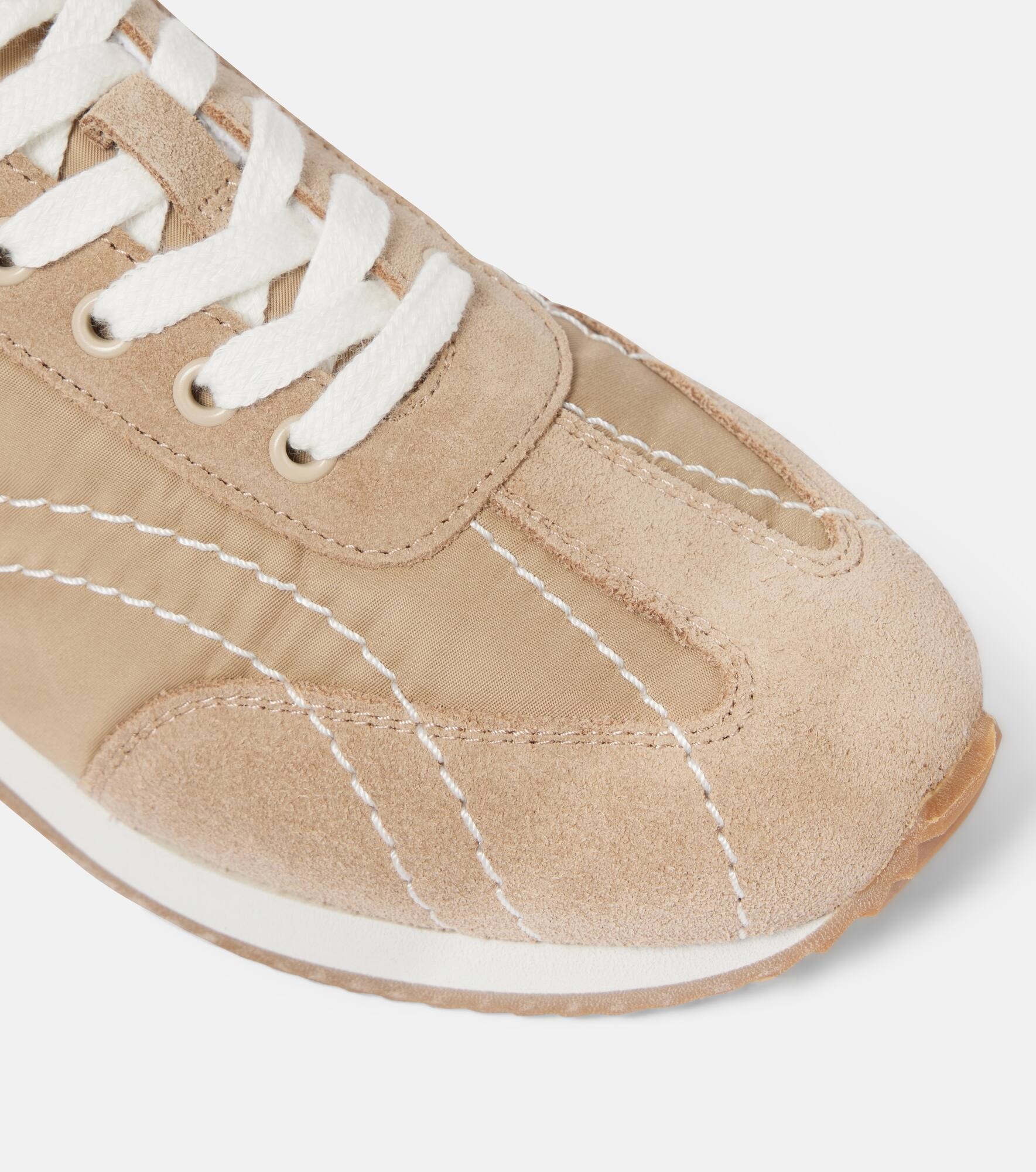 Sport suede-trimmed sneakers - 5