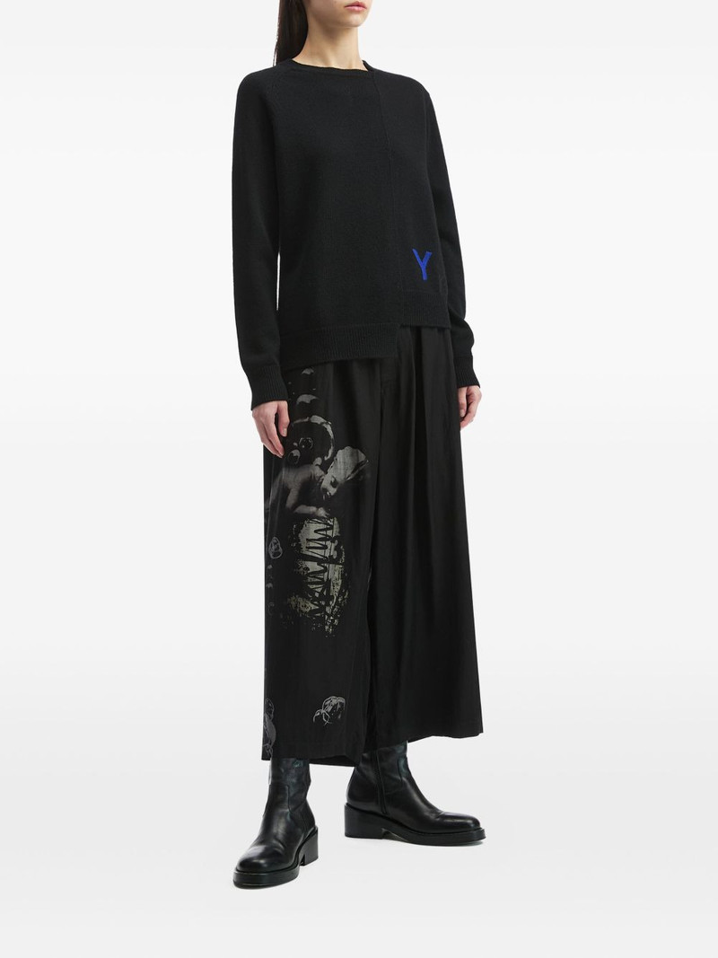 Y's asymmetric-hem crew-neck sweater outlook