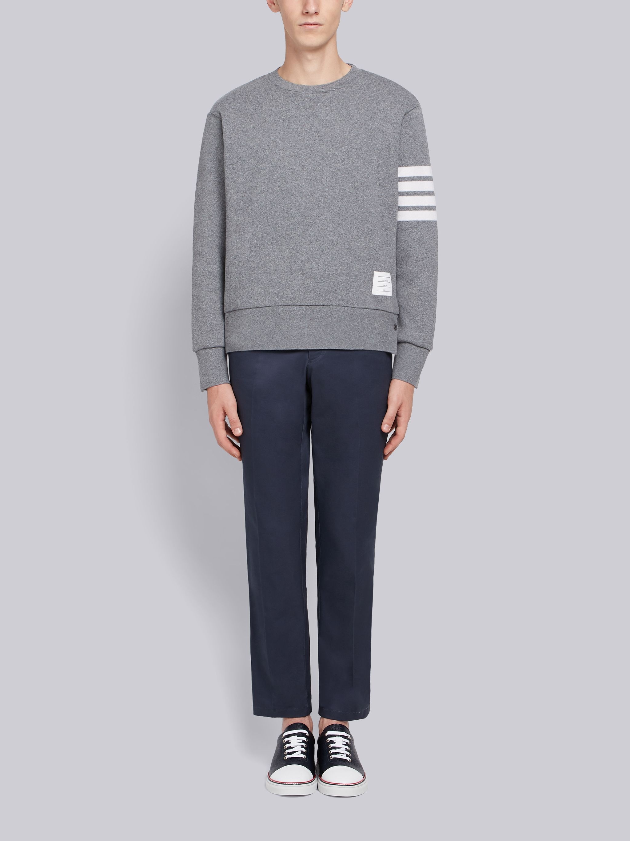 Relaxed Fit Engineered 4-Bar Stripe Cashmere Shell Sweatshirt - 4