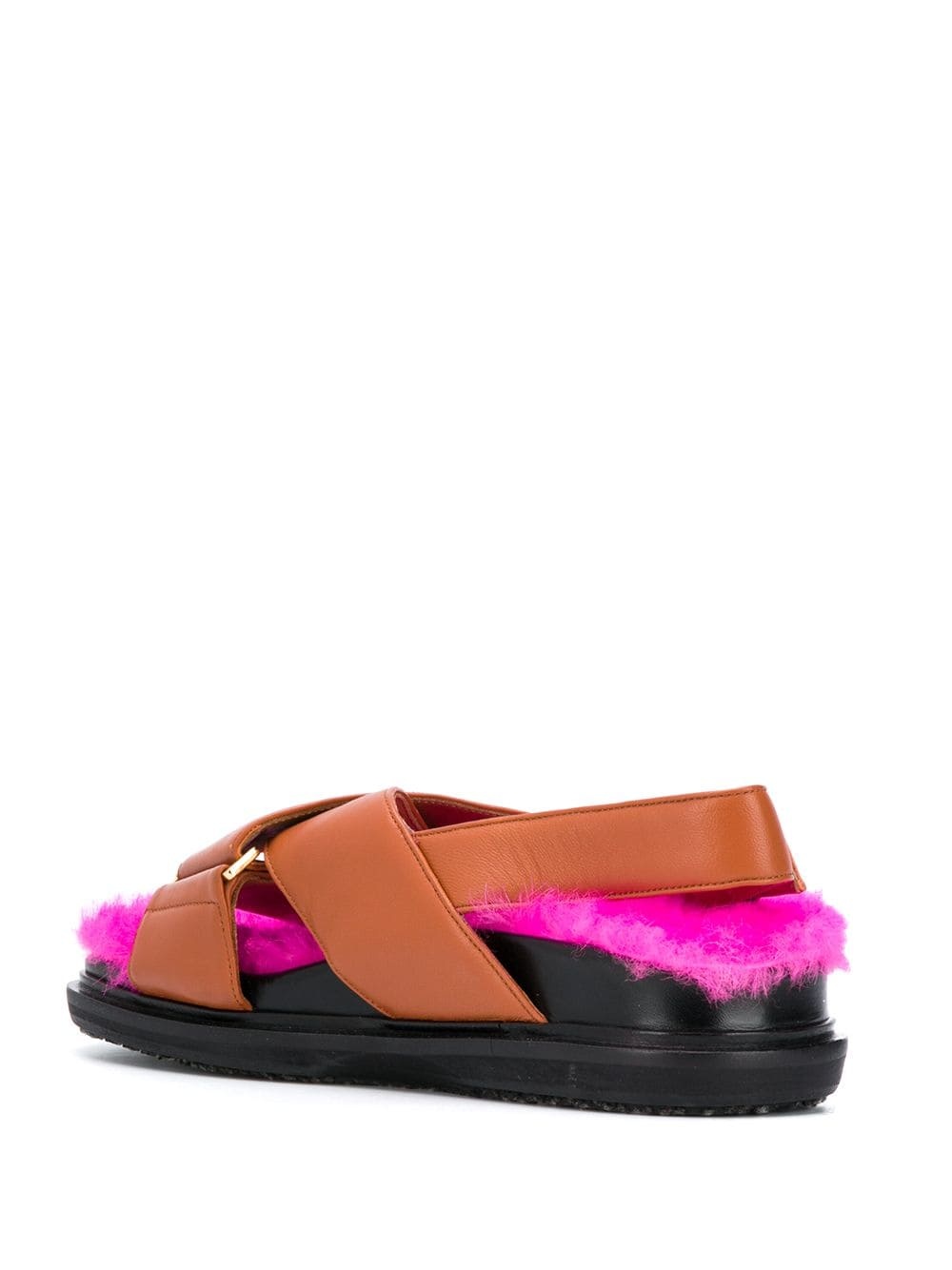 fur-lined strapped flat sandals - 3