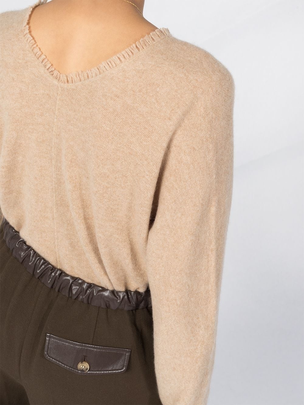 frayed trim cashmere jumper - 3