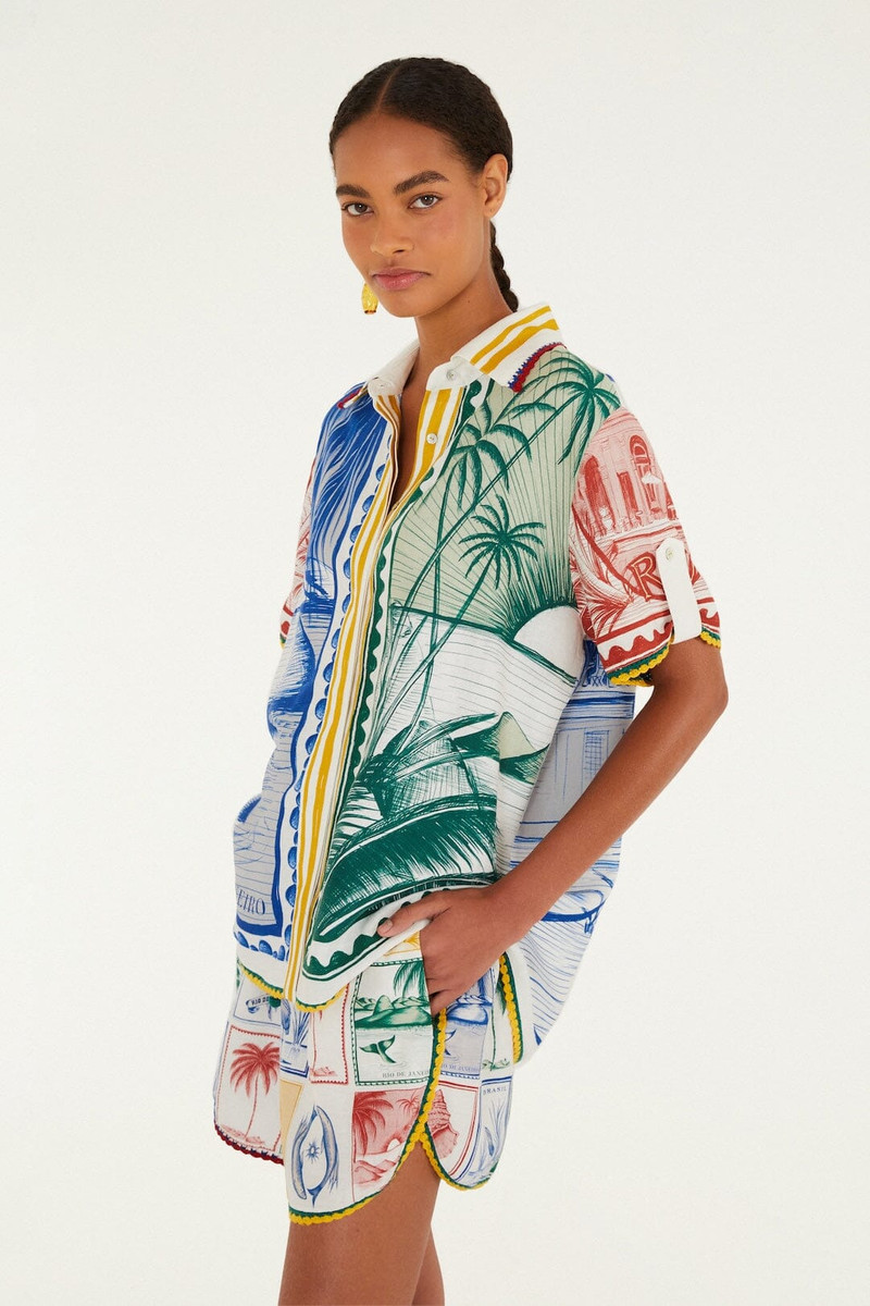 FARM RIO Off-White Brasil Vintage Crochet Lenzing Ecovero Euroflax Shorts outlook