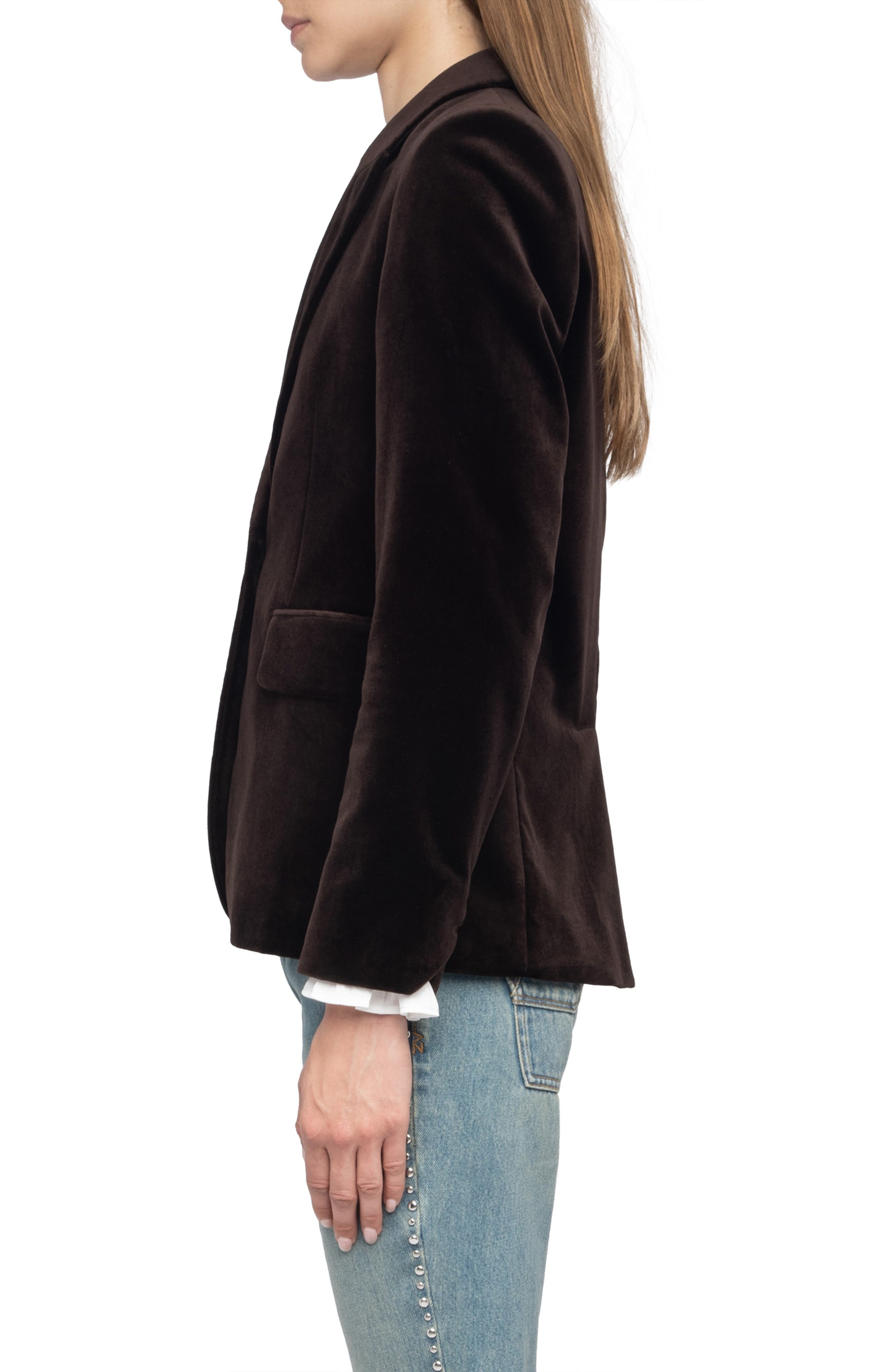 Zadig & Voltaire Vavy Cotton Velveteen Blazer in Dark Chocolate at Nordstrom - 3