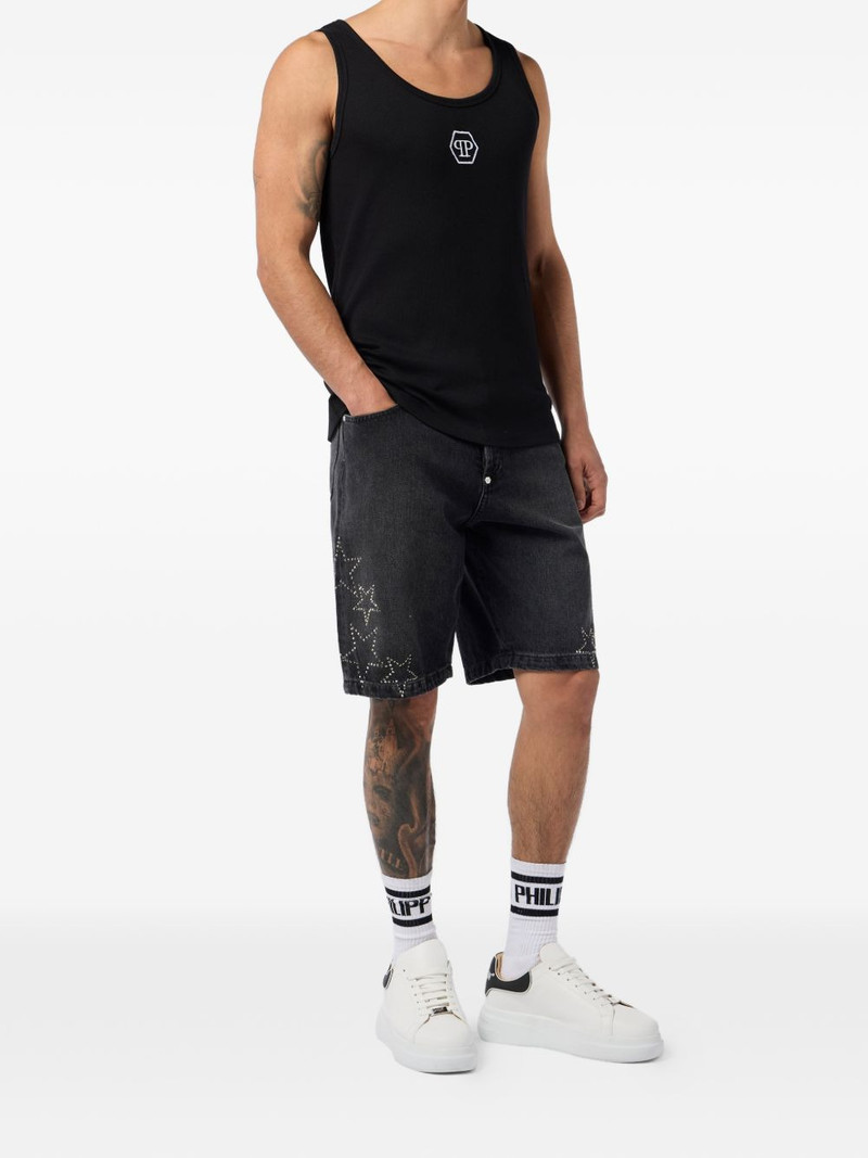 PHILIPP PLEIN logo-embroidered cotton tank top outlook