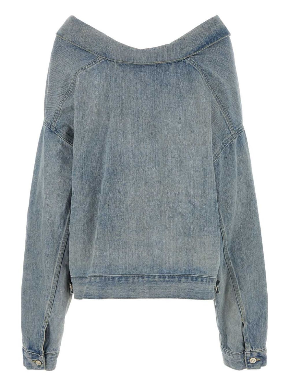off-shoulder denim jacket - 2