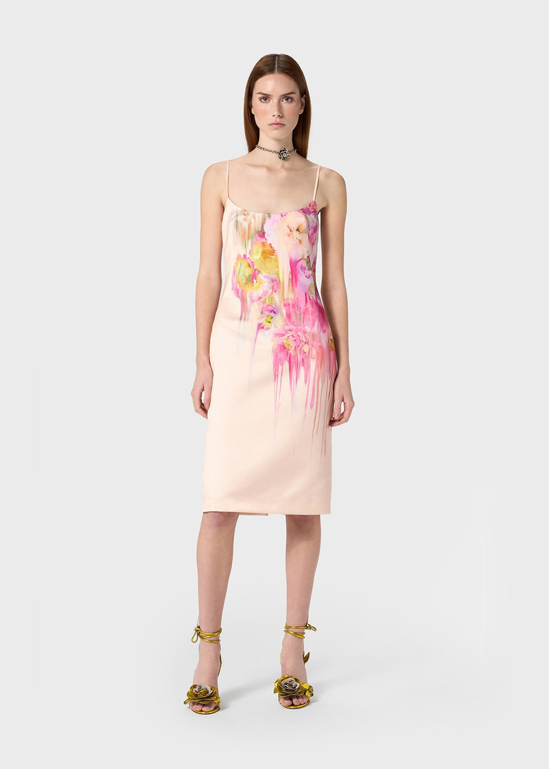 Blumarine DRESS IN DUCHESSE WITH LIQUID FLOWER PRINT outlook