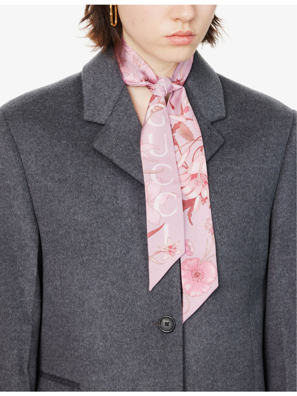 Floral-Pattern Silk Neck Bow - 2