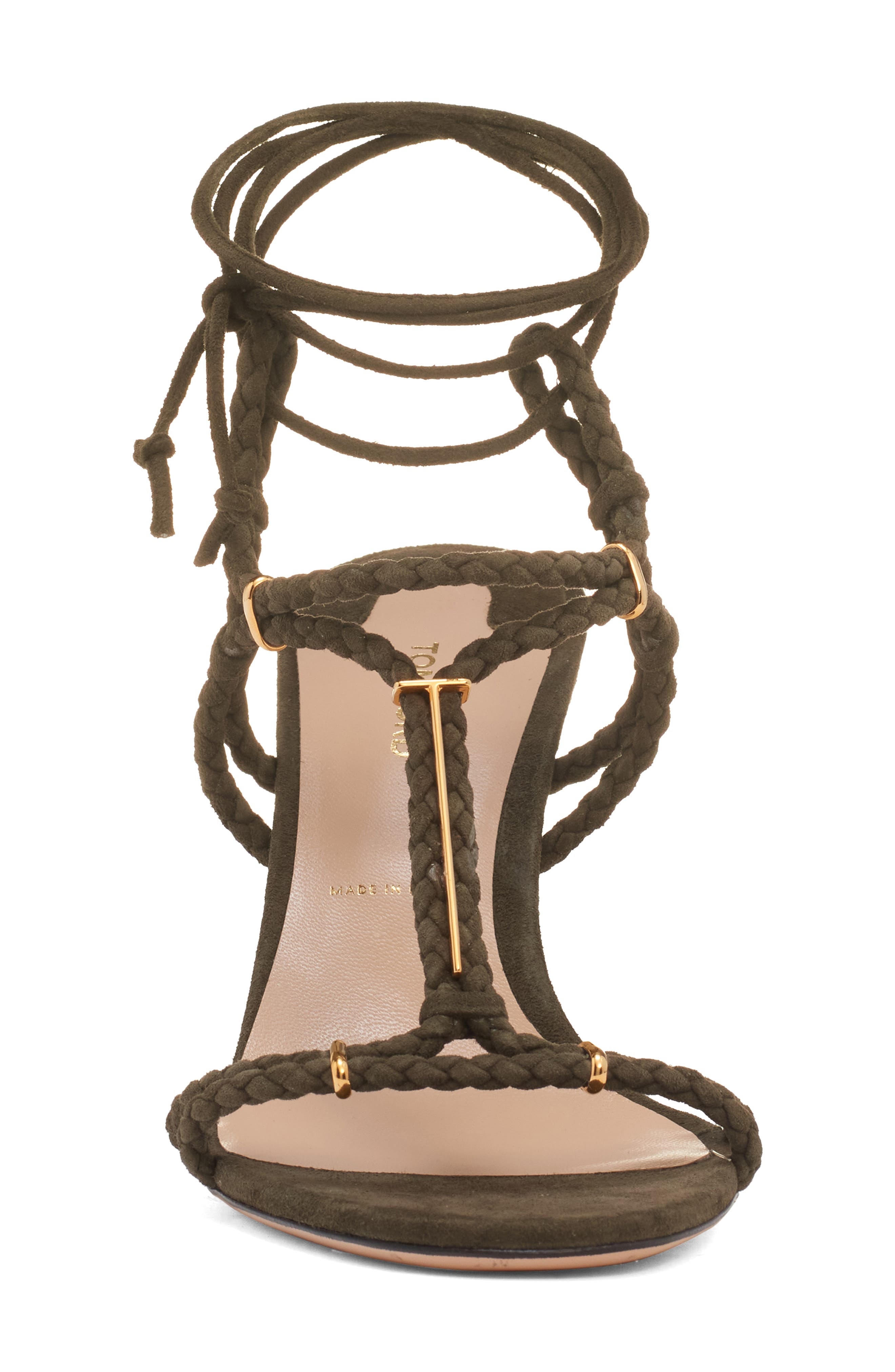 TOM FORD Lily Braided Strap Stiletto Sandal in 1E055 Military Green at Nordstrom - 4