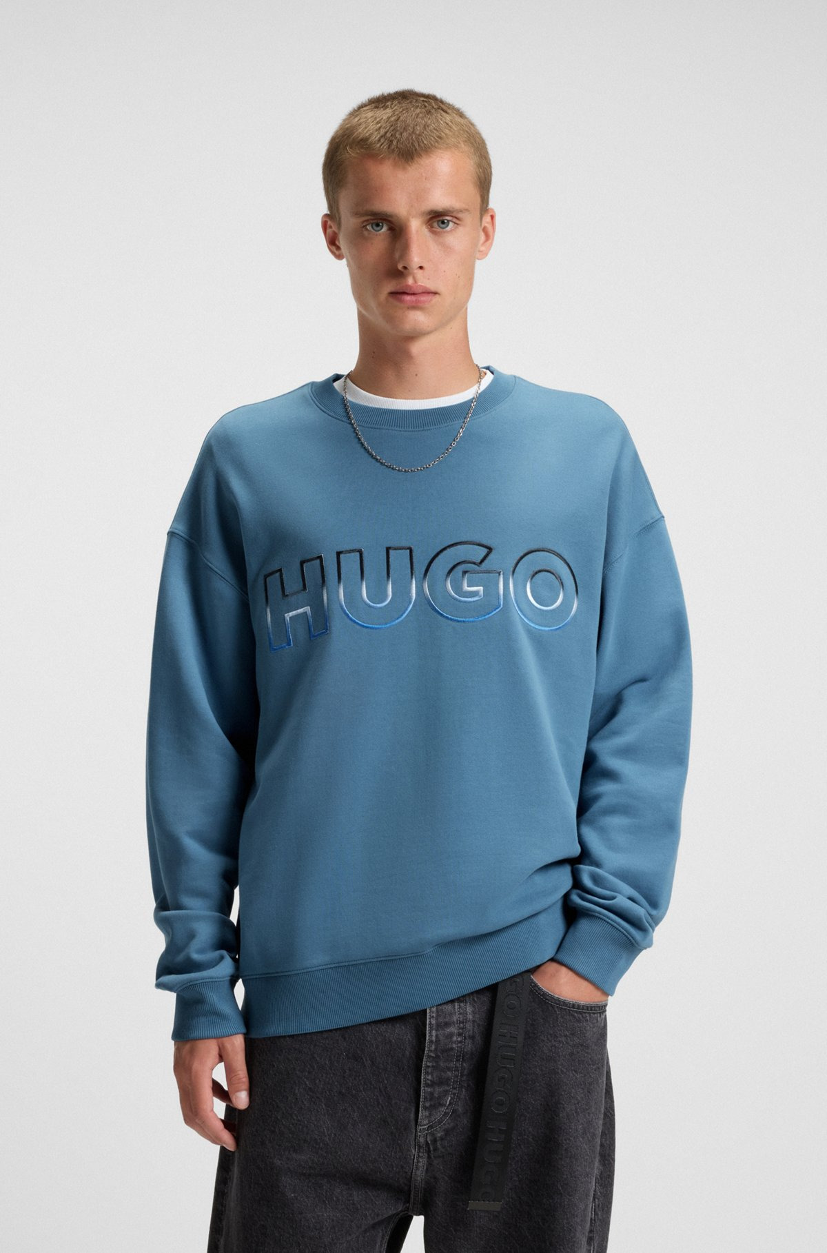 COTTON-TERRY SWEATSHIRT WITH OMBRÉ LOGO EMBROIDERY - 2