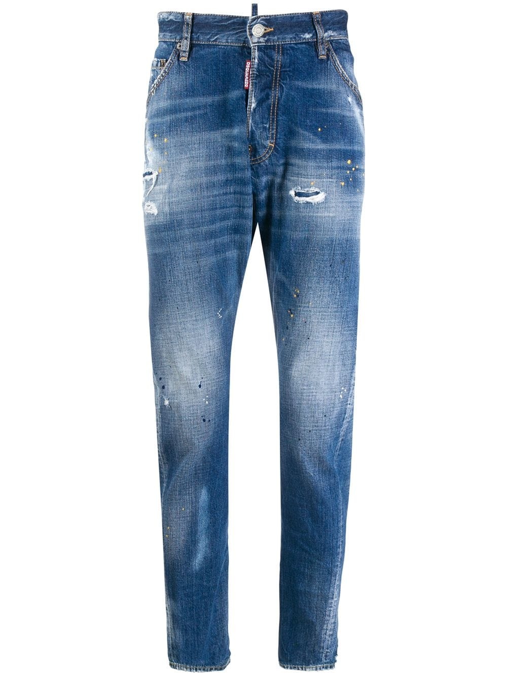 stained-effect straight jeans - 1