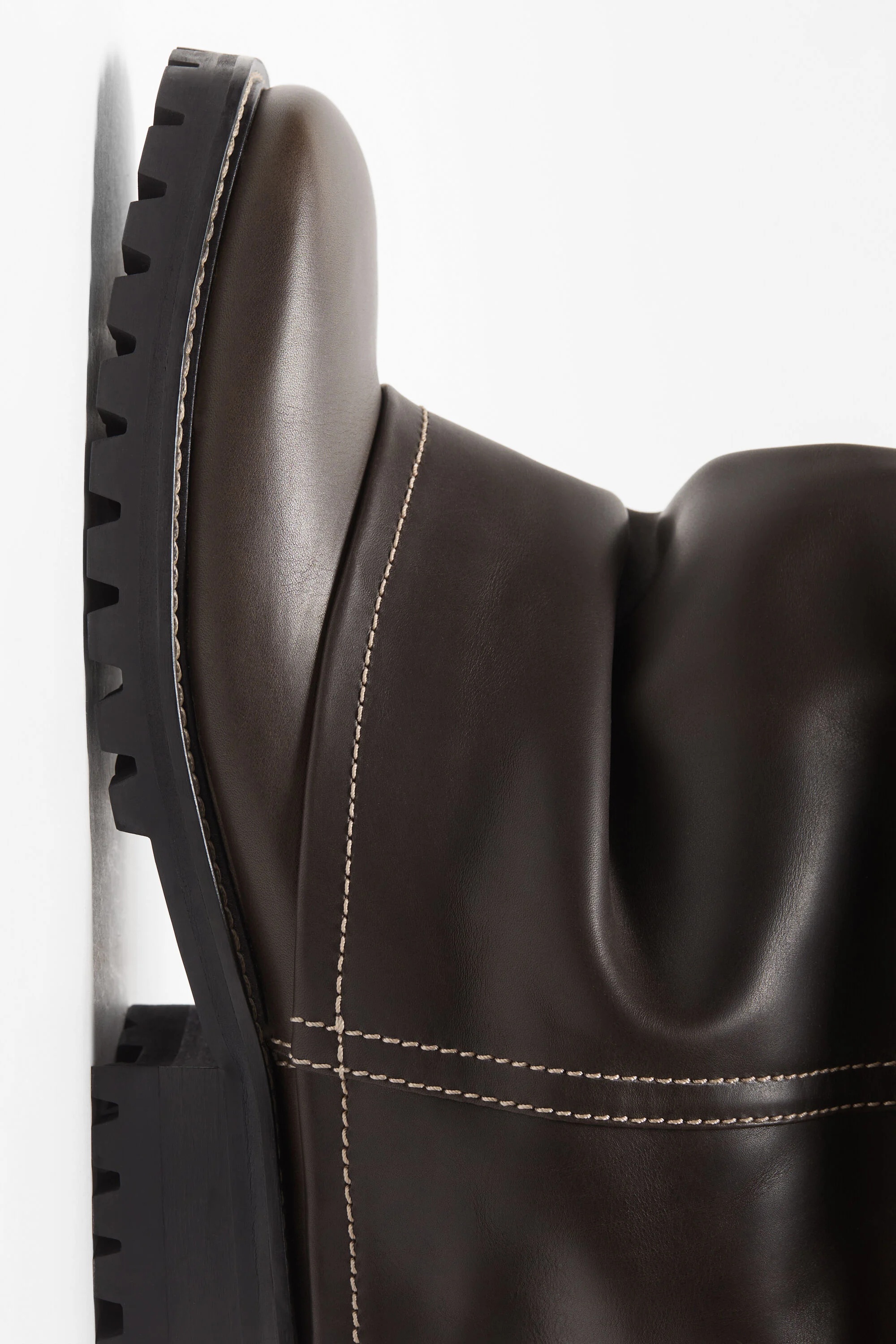Leather buckle boots - Mocha brown - 4