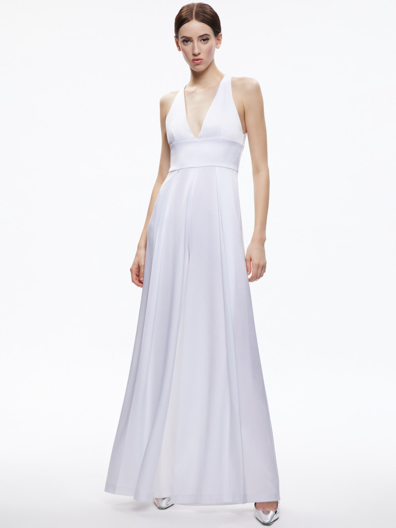 Alice + Olivia MYRTLE DEEP V-NECK WIDE LEG JUMPSUIT outlook
