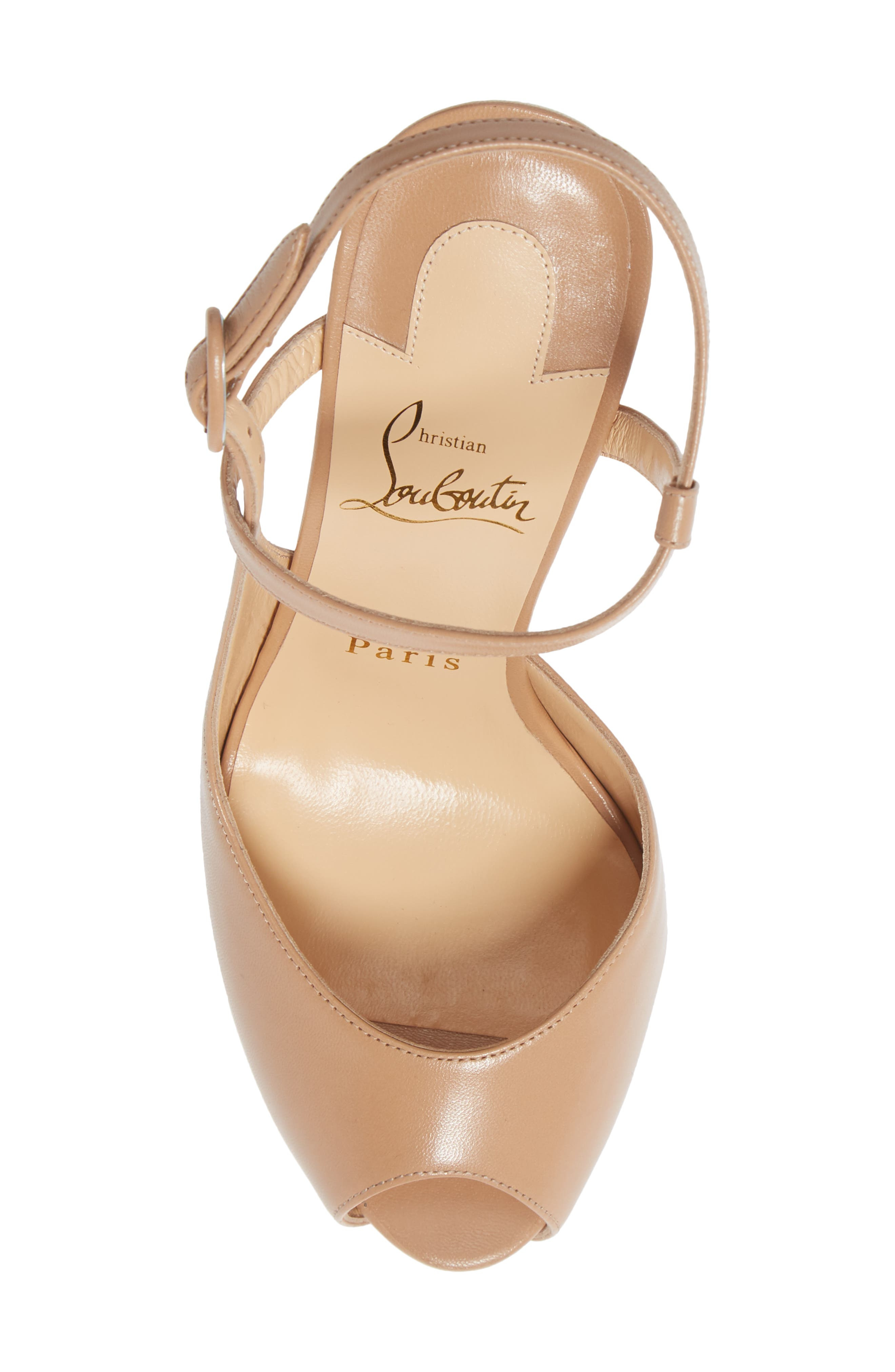 Christian Louboutin Jenlove Ankle Strap Peep Toe Stiletto in Nude at Nordstrom - 5