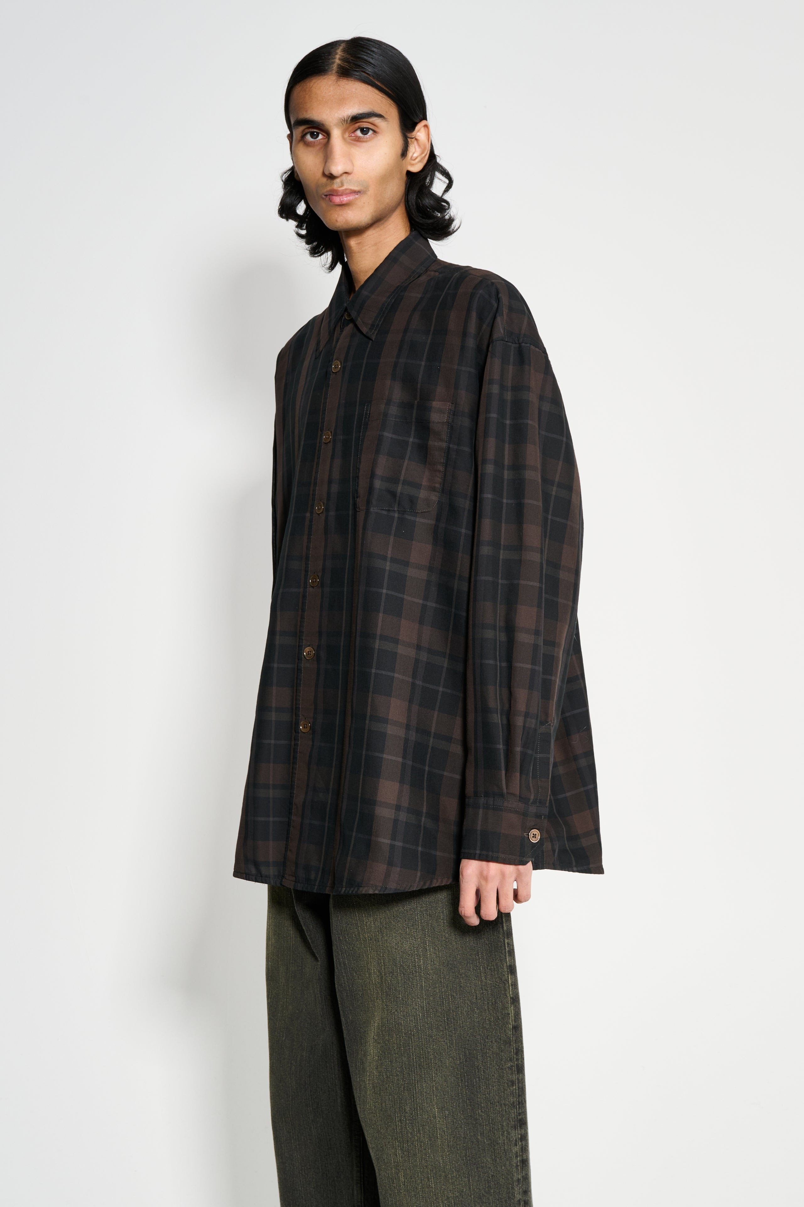 OUR LEGACY BORROWED SHIRT BLACK SHEER SHADOW CHECK - 2