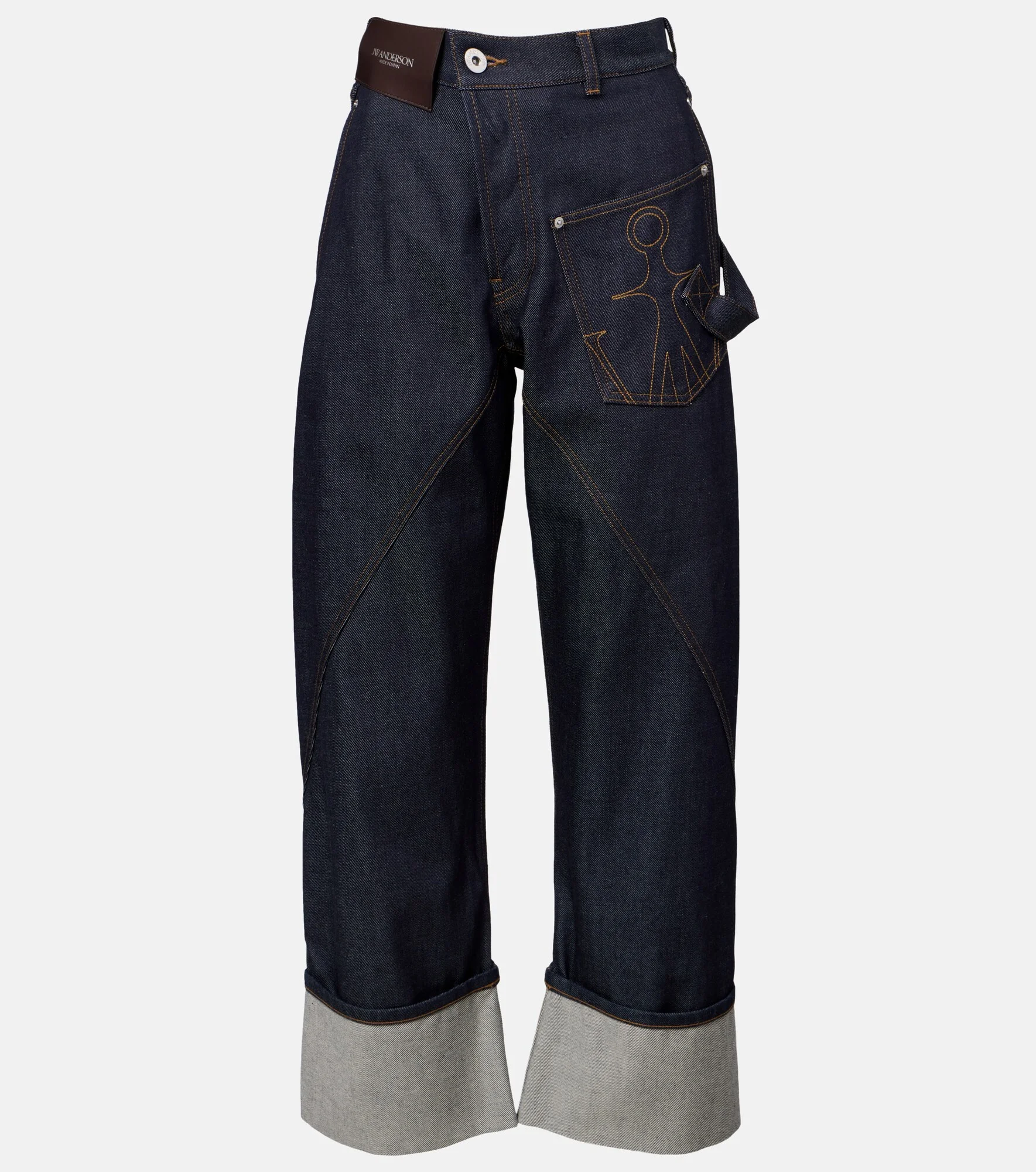 Twisted embroidered straight jeans - 1