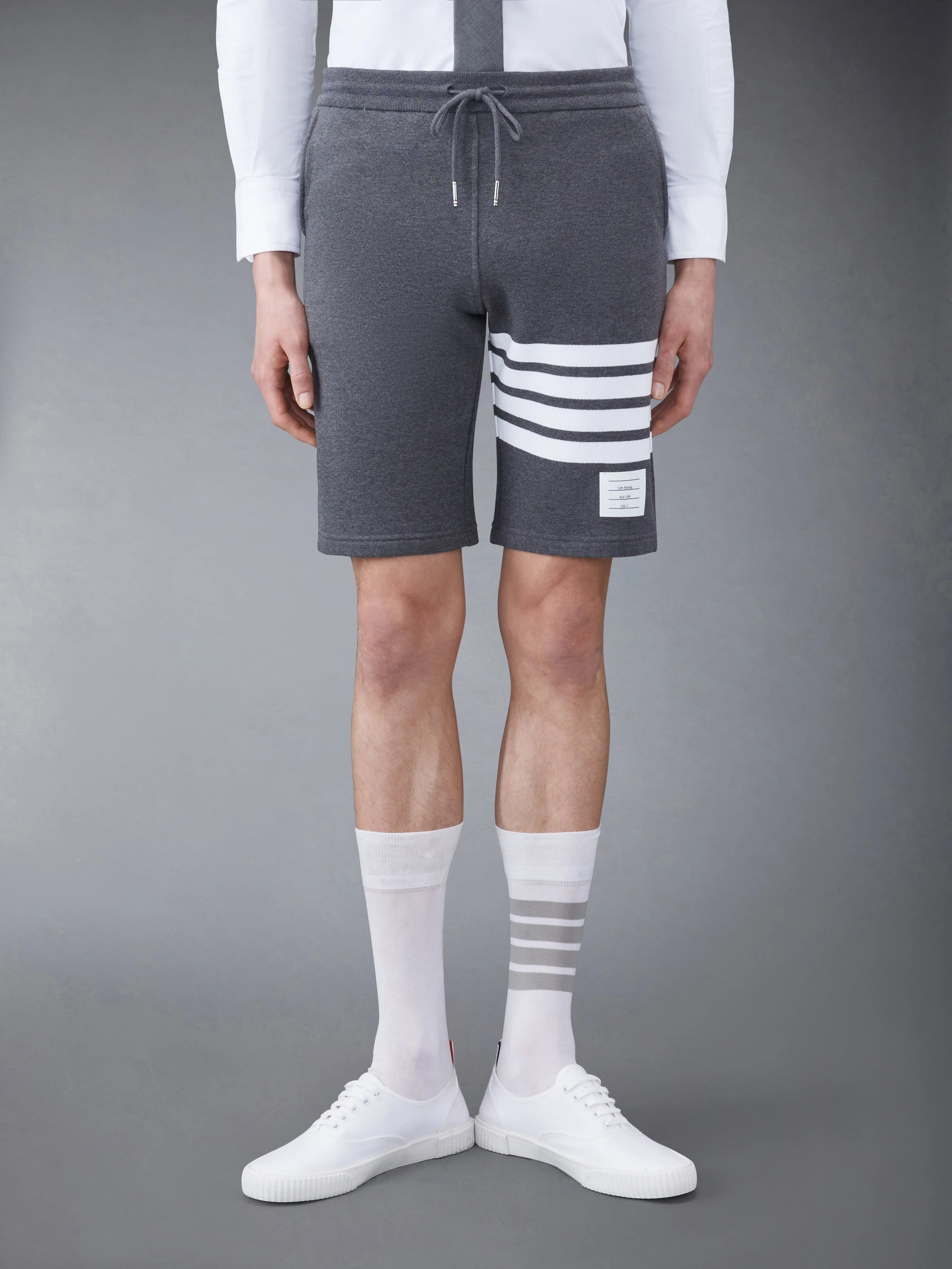 Dark Grey Classic Cotton Loopback Jersey 4-Bar Sweatshort - 1