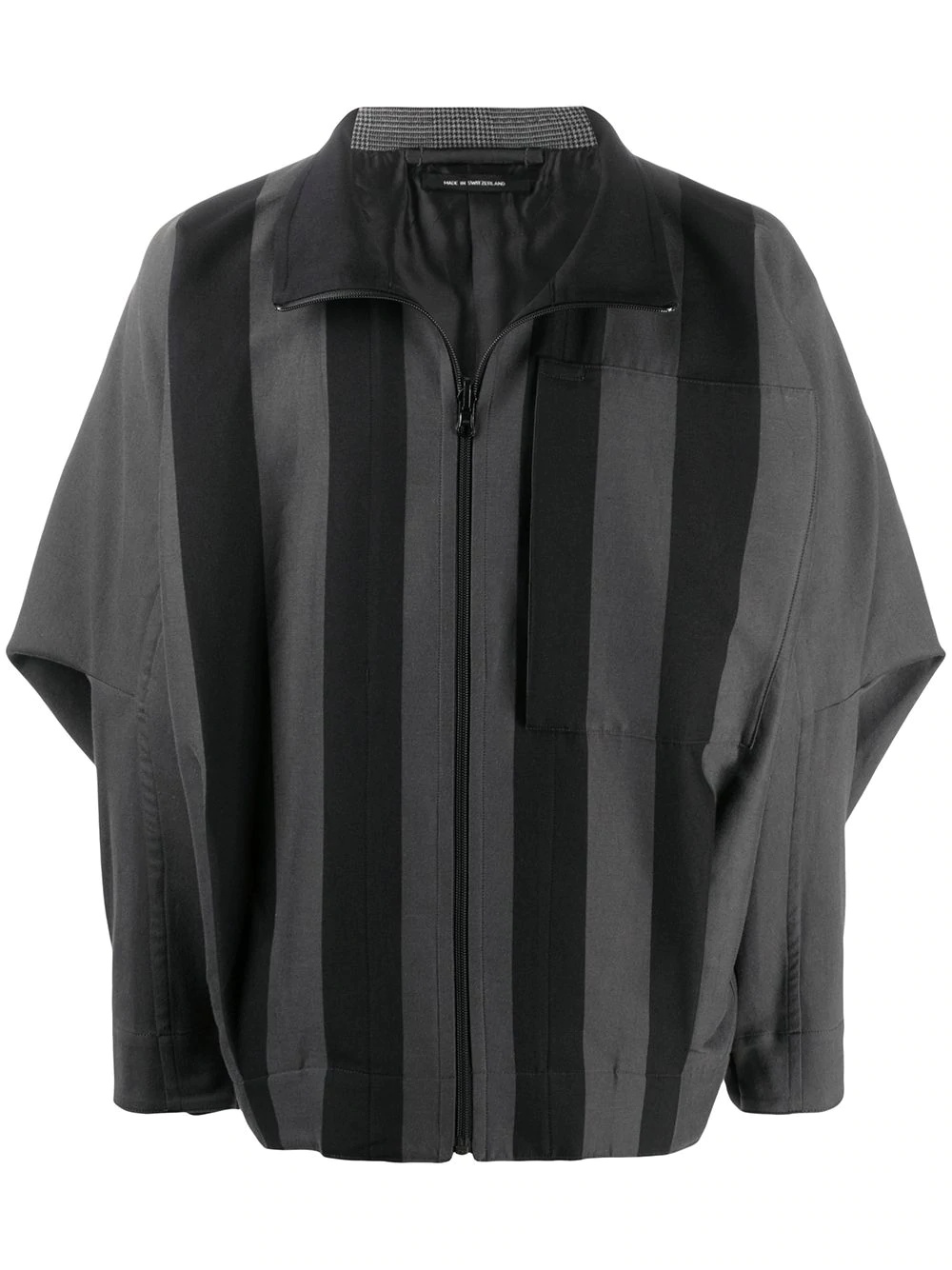 striped panel bomber jacket - 1