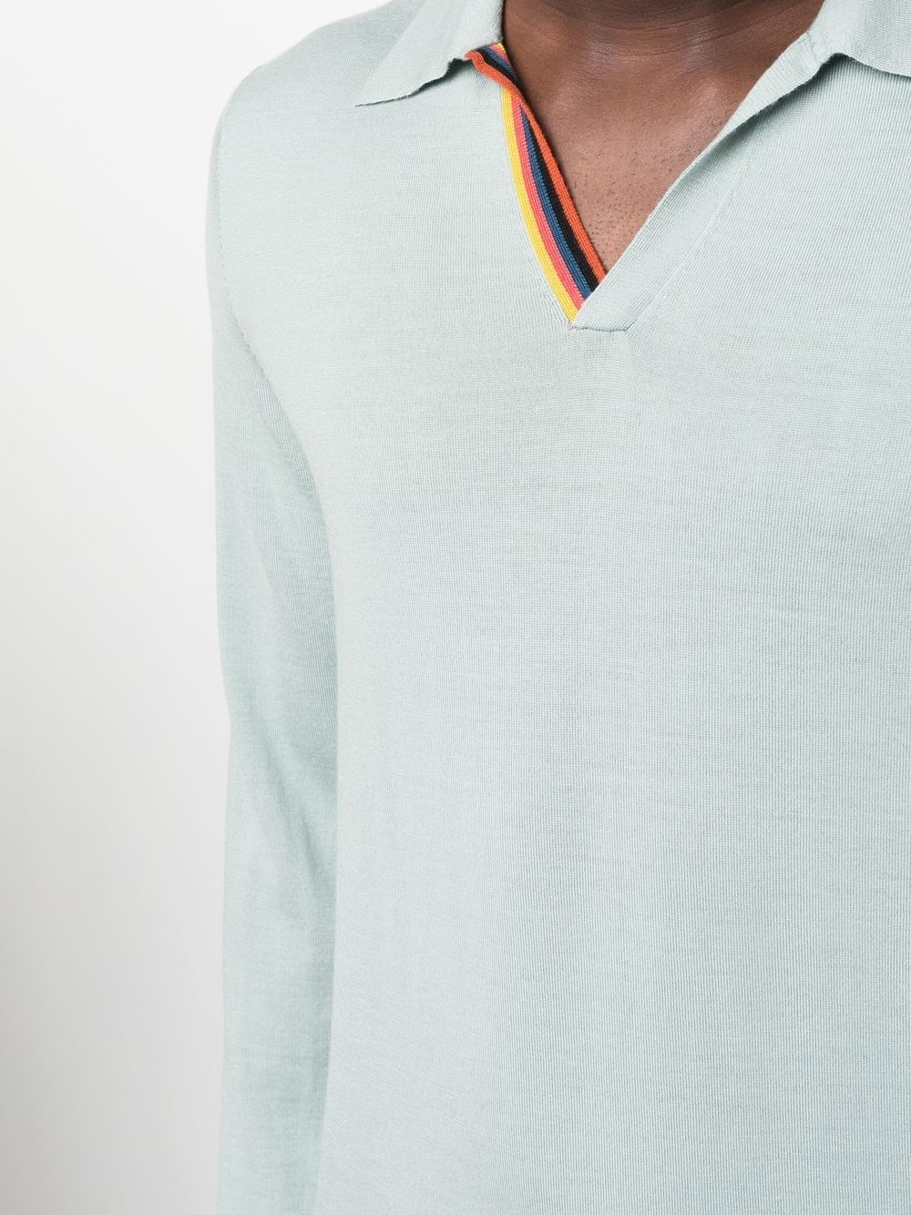 stripe-detail knitted polo shirt - 5