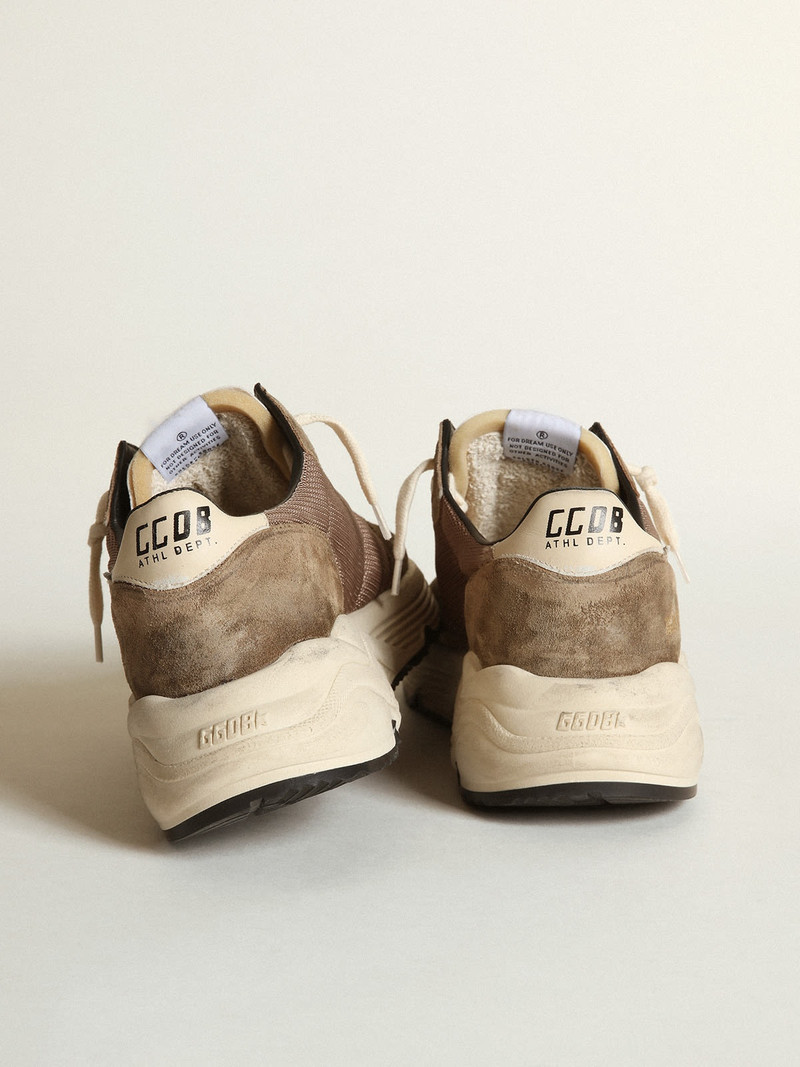 Men's Running Sole in olive green mesh and leather with cream star 5