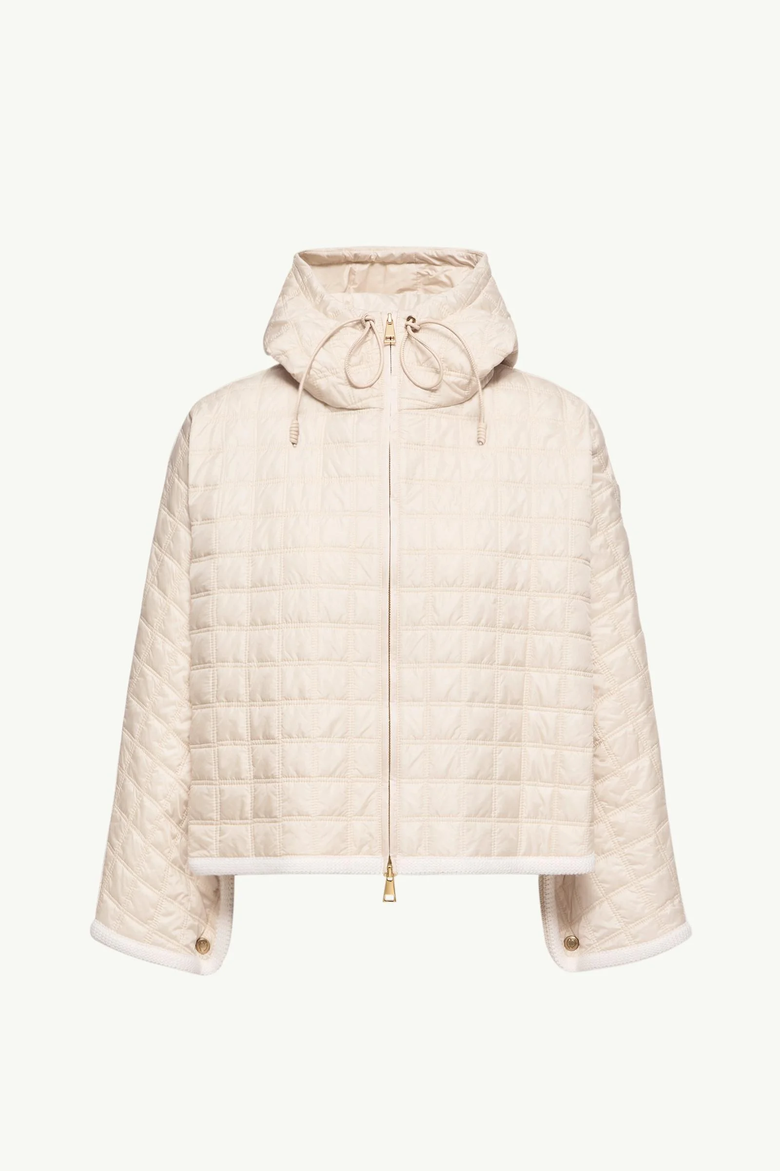 Hooded Square-Quilted Padded Cape - 1