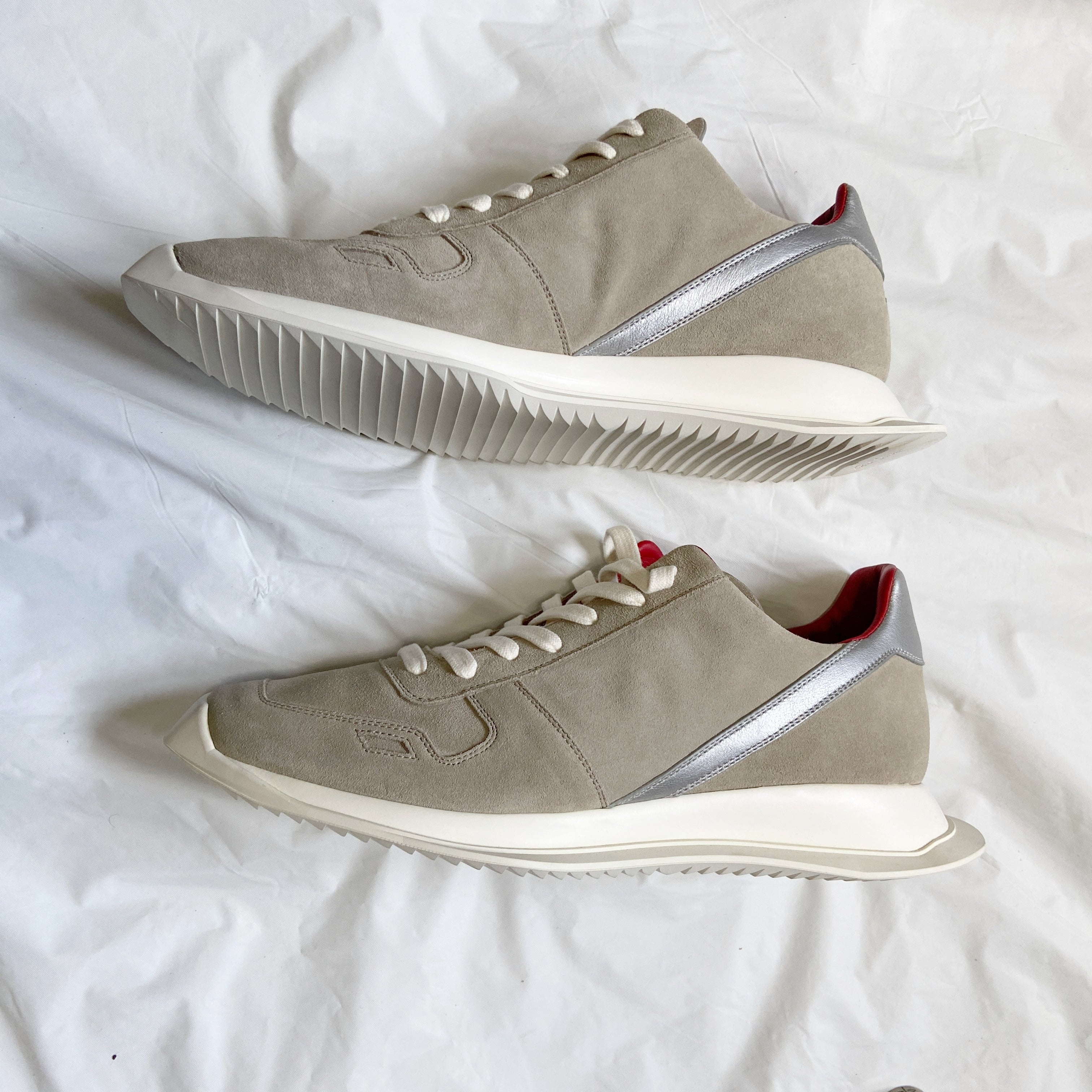 BWN Rick owens fw19 larry bwnt vintage runners pearl silver grey 42 - 5