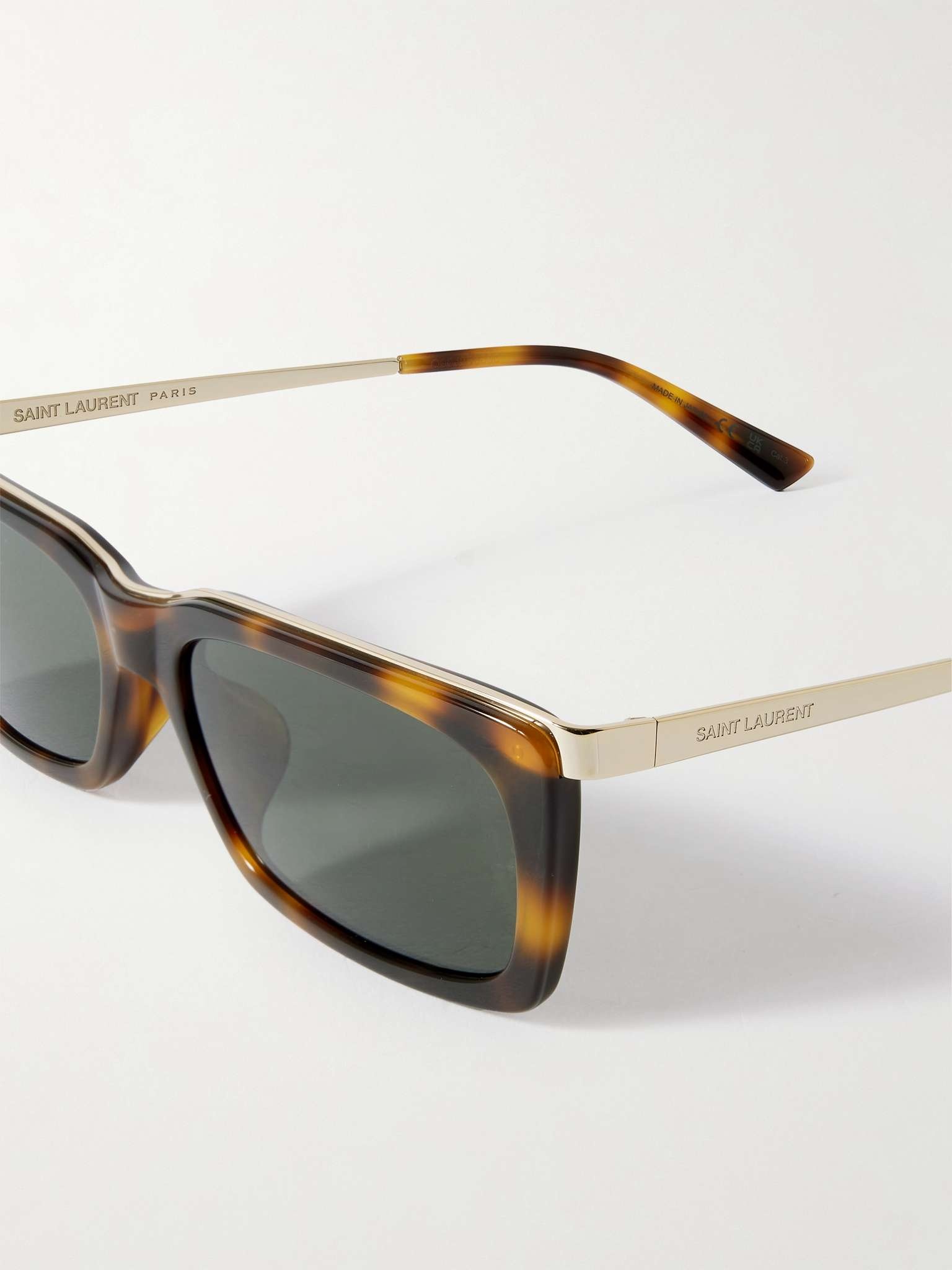 Rectangle-Frame Tortoiseshell Acetate and Gold-Tone Sunglasses - 3