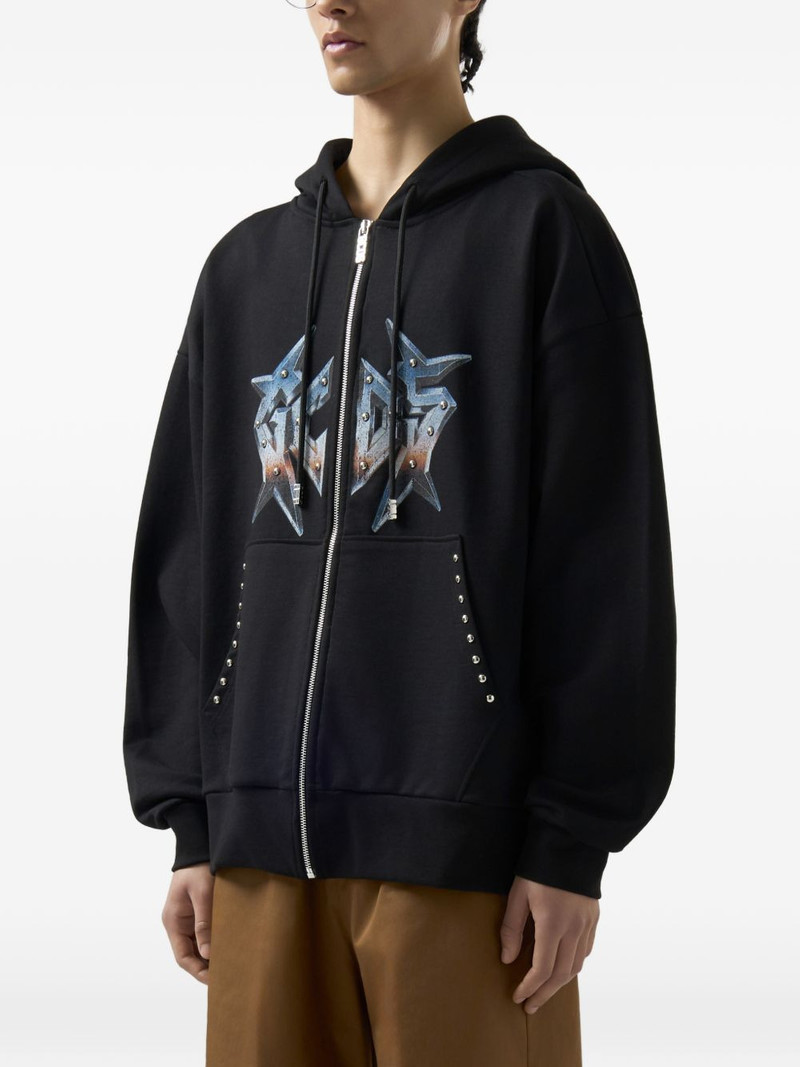 graphic-print zip-up cotton hoodie 4
