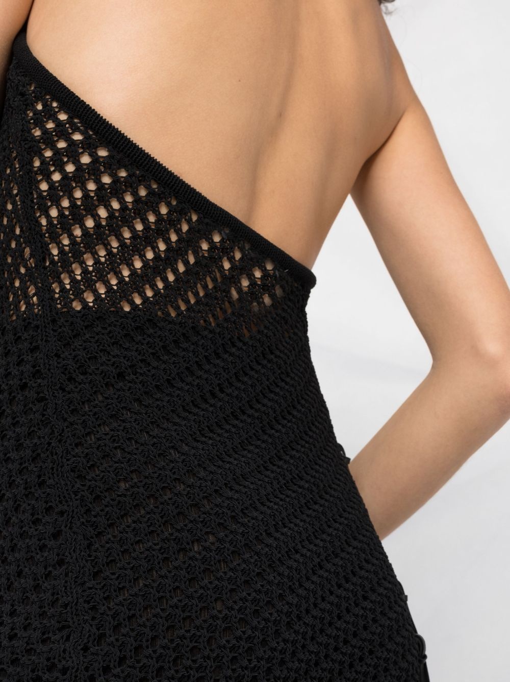 fringe-trim crochet-knit mini dress - 3