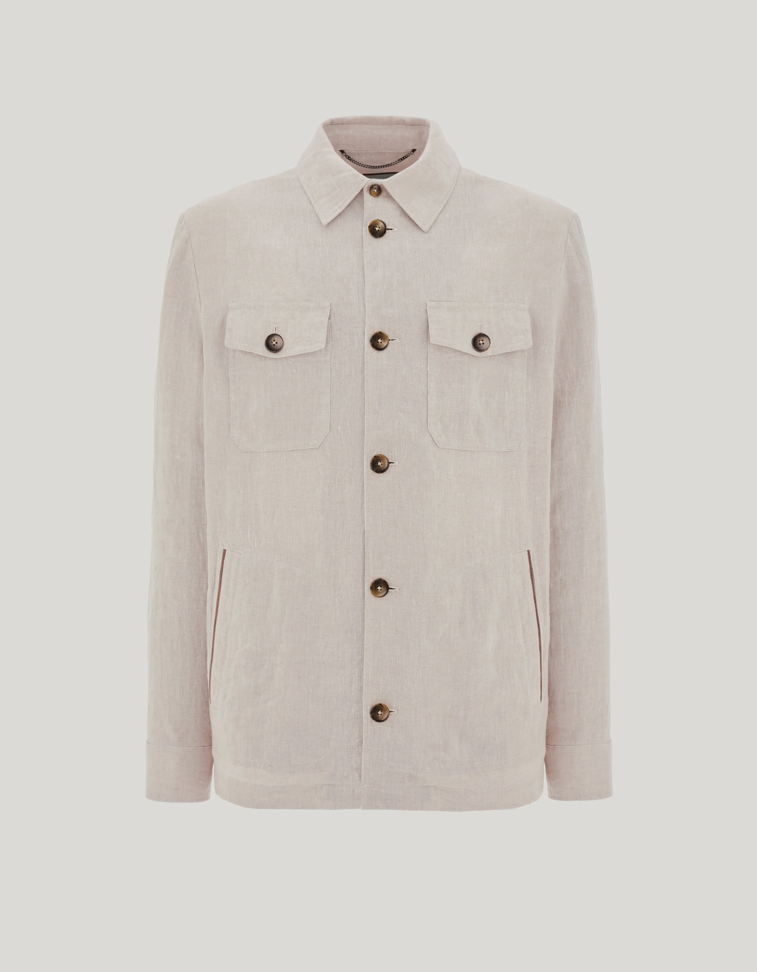 ECRU OVERSHIRT IN PURE YARN-DYED LINEN - 1