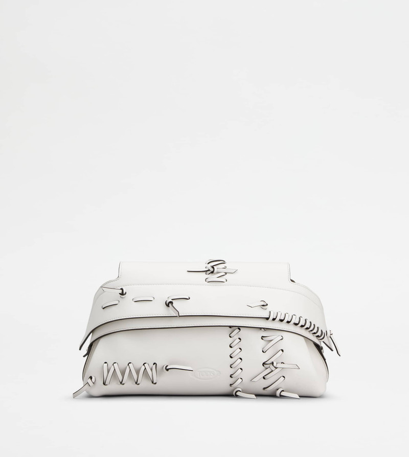 TOD'S WAVE POUCH IN LEATHER MINI - WHITE 1