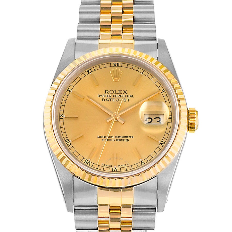 Pre-owned Rolex Datejust 26 Automatic Chronometer Gold Dial Ladies Watch 69173 CSJ - 1