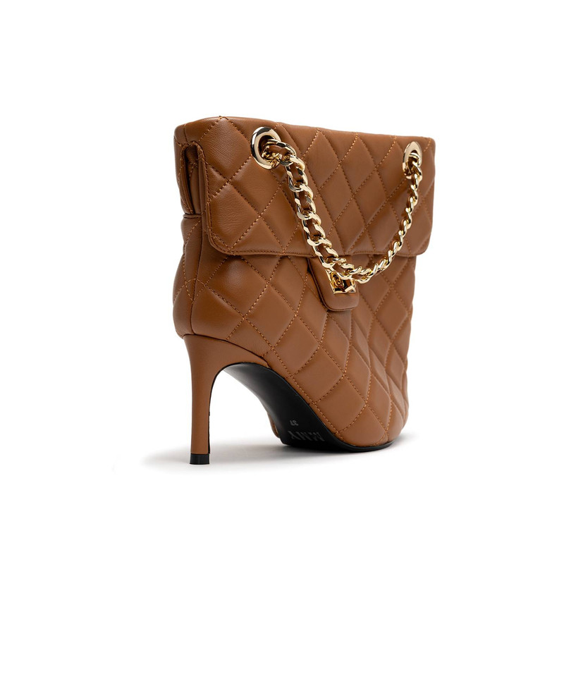 Quilted Bag Detail Pin Heel Short Boots 10