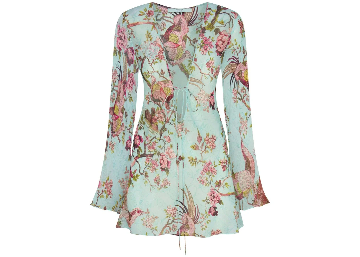 SKIMS x Roberto Cavalli Long Sleeve Mini Dress Fagianella Print - 1